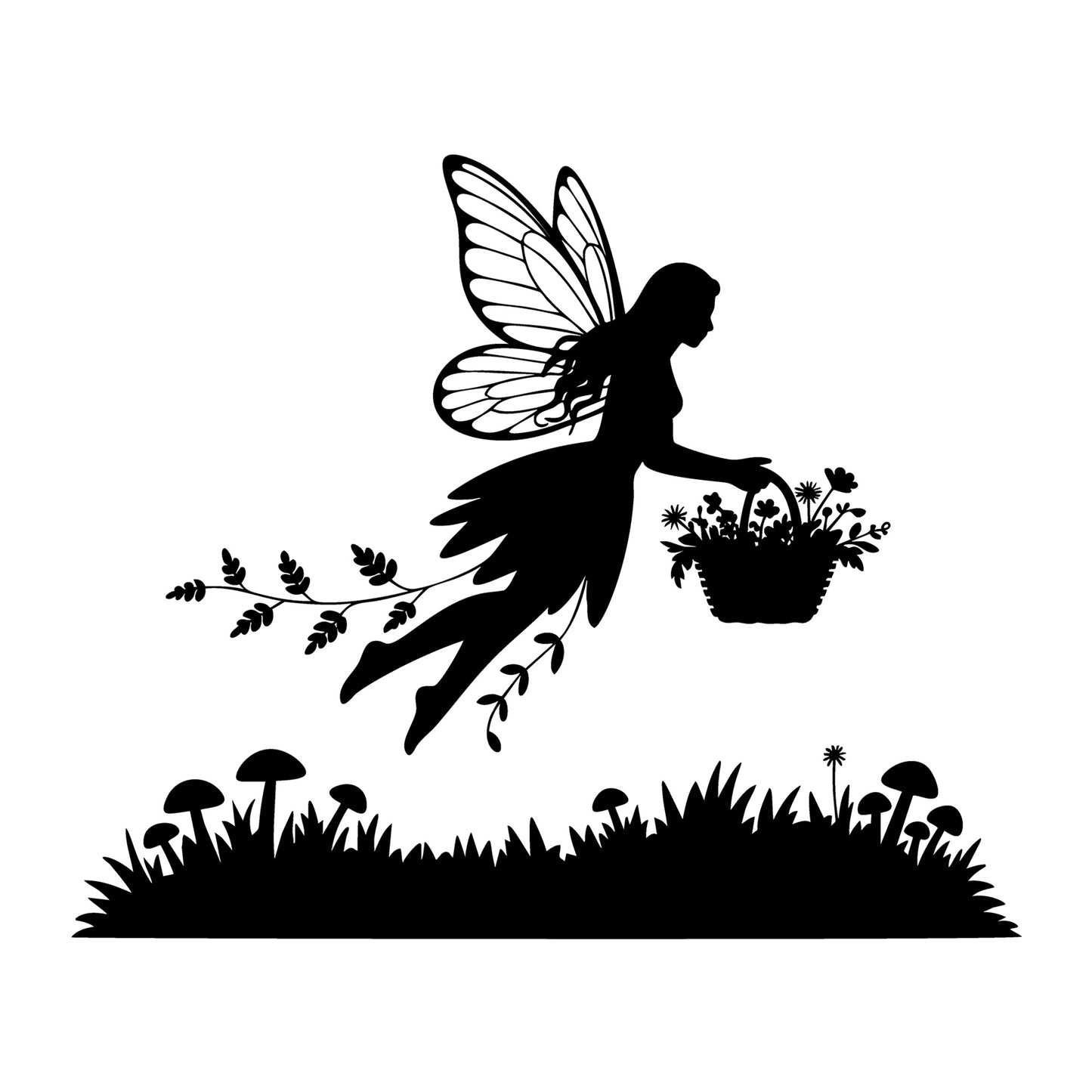 Fairy SVG for Cricut, Silhouette, laser cutting, vinyl, sublimation, fantasy crafts, decals, signs, and DIY craft projects.