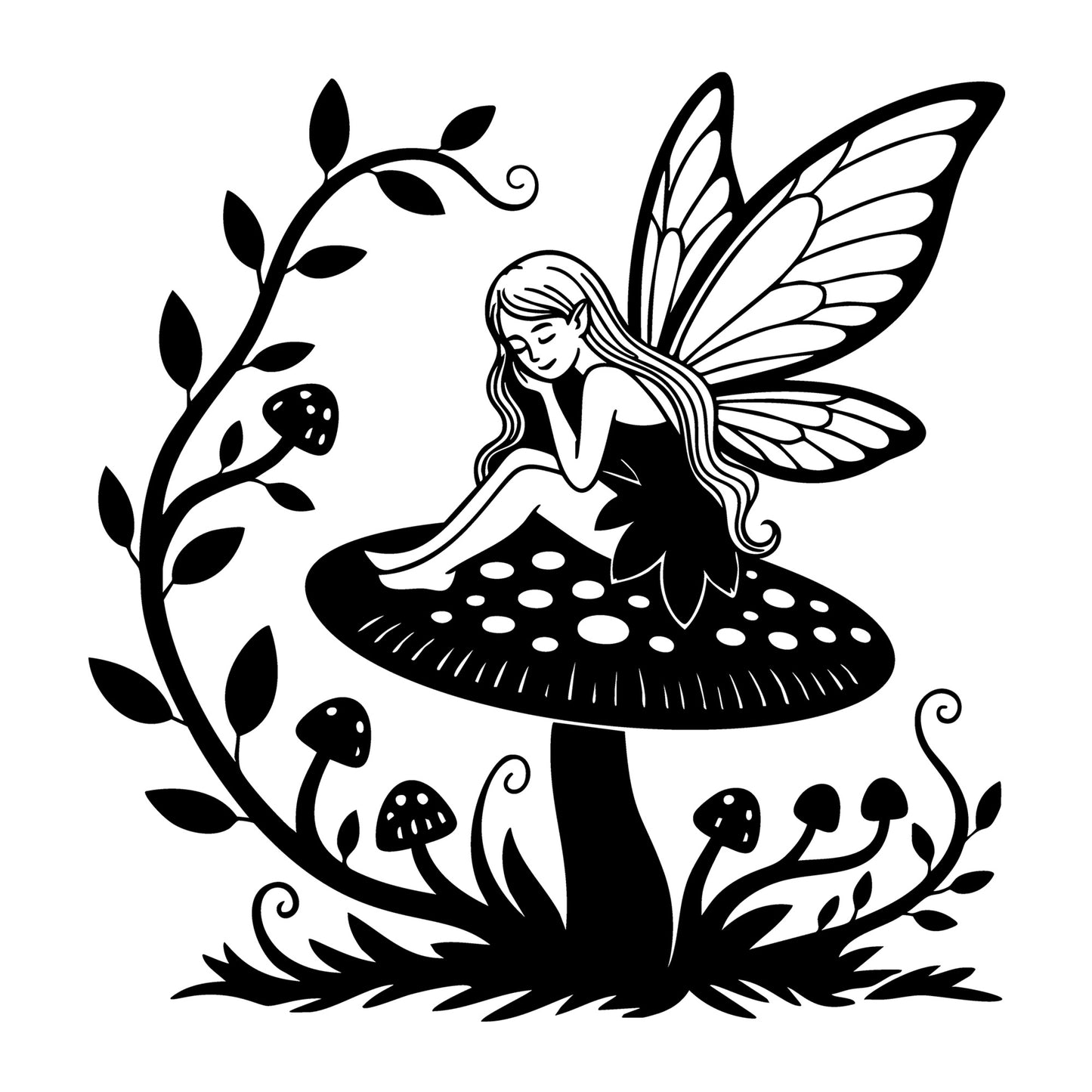 Fairy SVG for Cricut, Silhouette, laser cutting, vinyl, sublimation, fantasy crafts, decals, signs, and DIY craft projects.