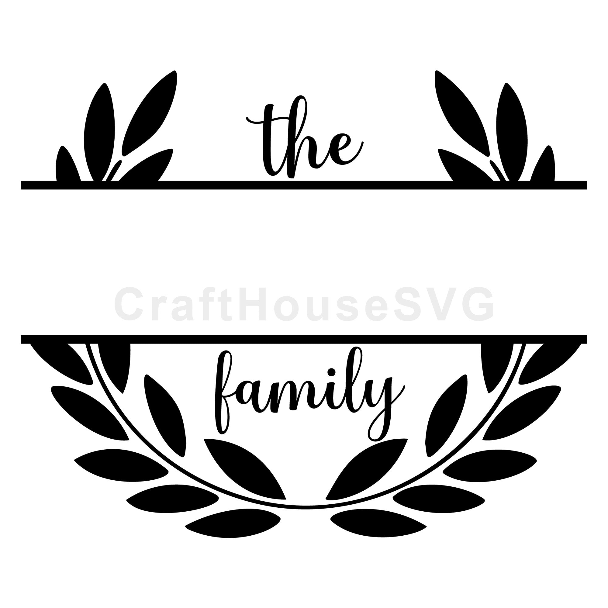 Bold Leaf Wreath Family Monogram Frame SVG