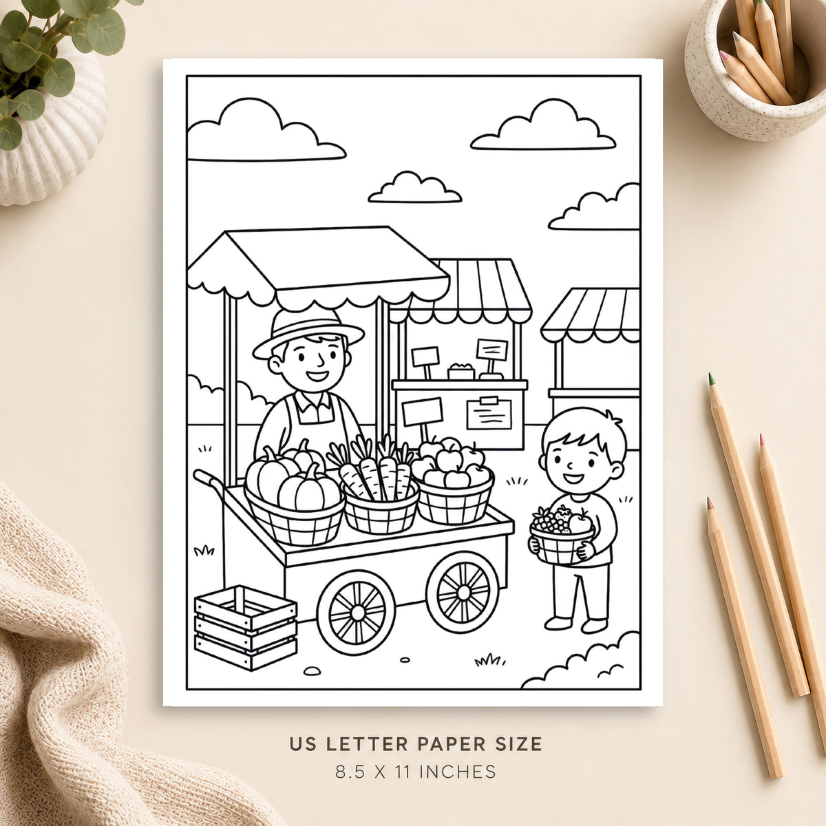 Farmers Market Coloring Page 2