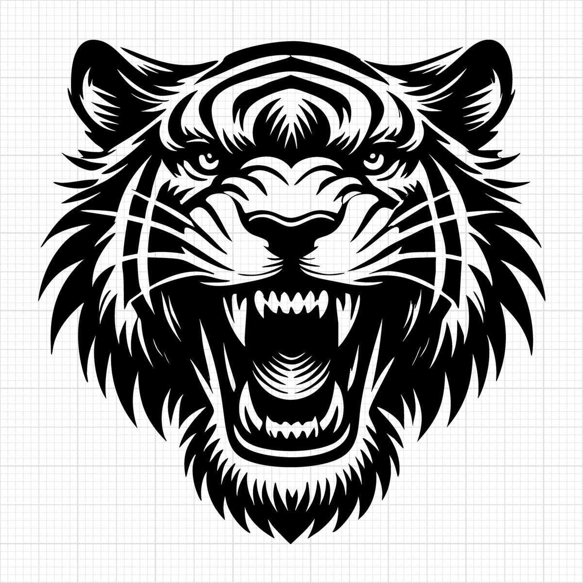 Fierce Tiger Head Silhouette at Twilight