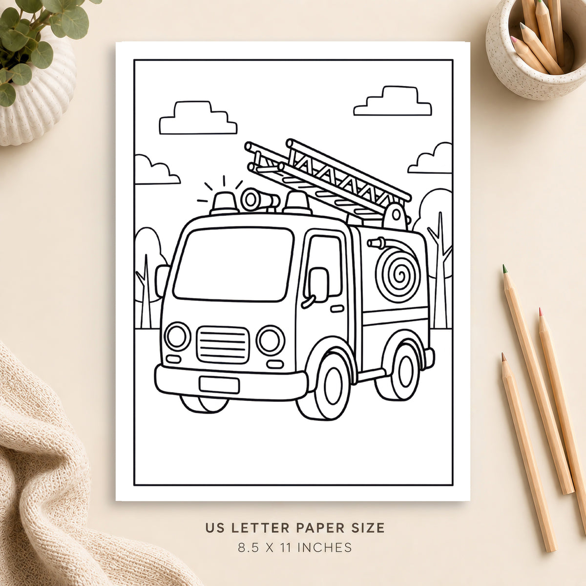 Fire Truck Coloring Page 3