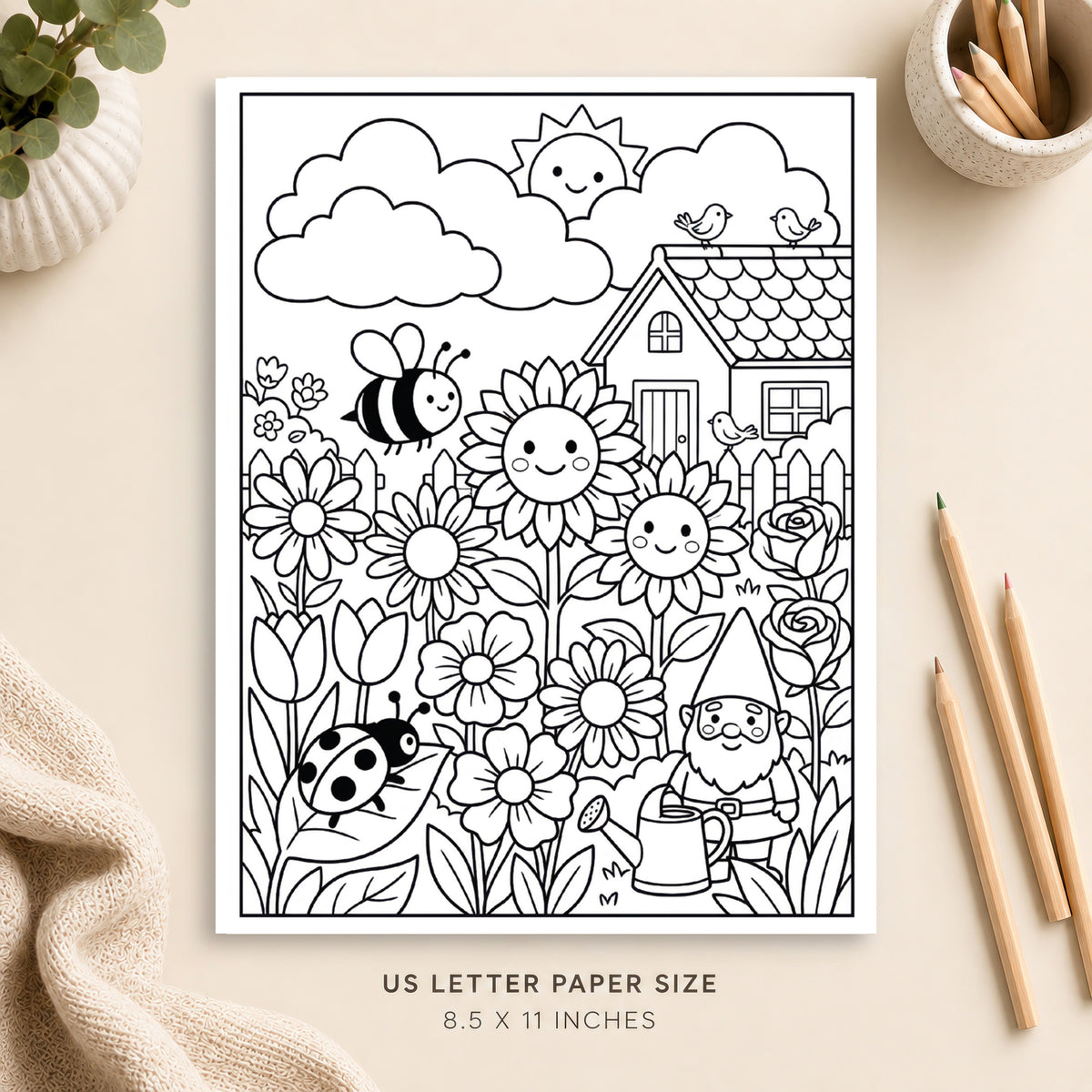 Flower Garden Coloring Page 1
