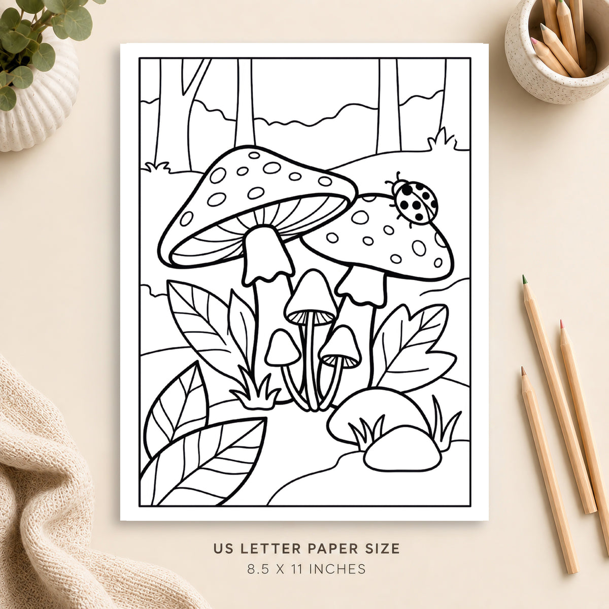 Forest Mushrooms Coloring Page 4