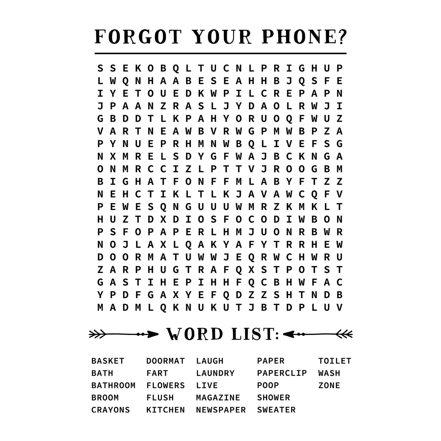 Forgot your phone word search SVG