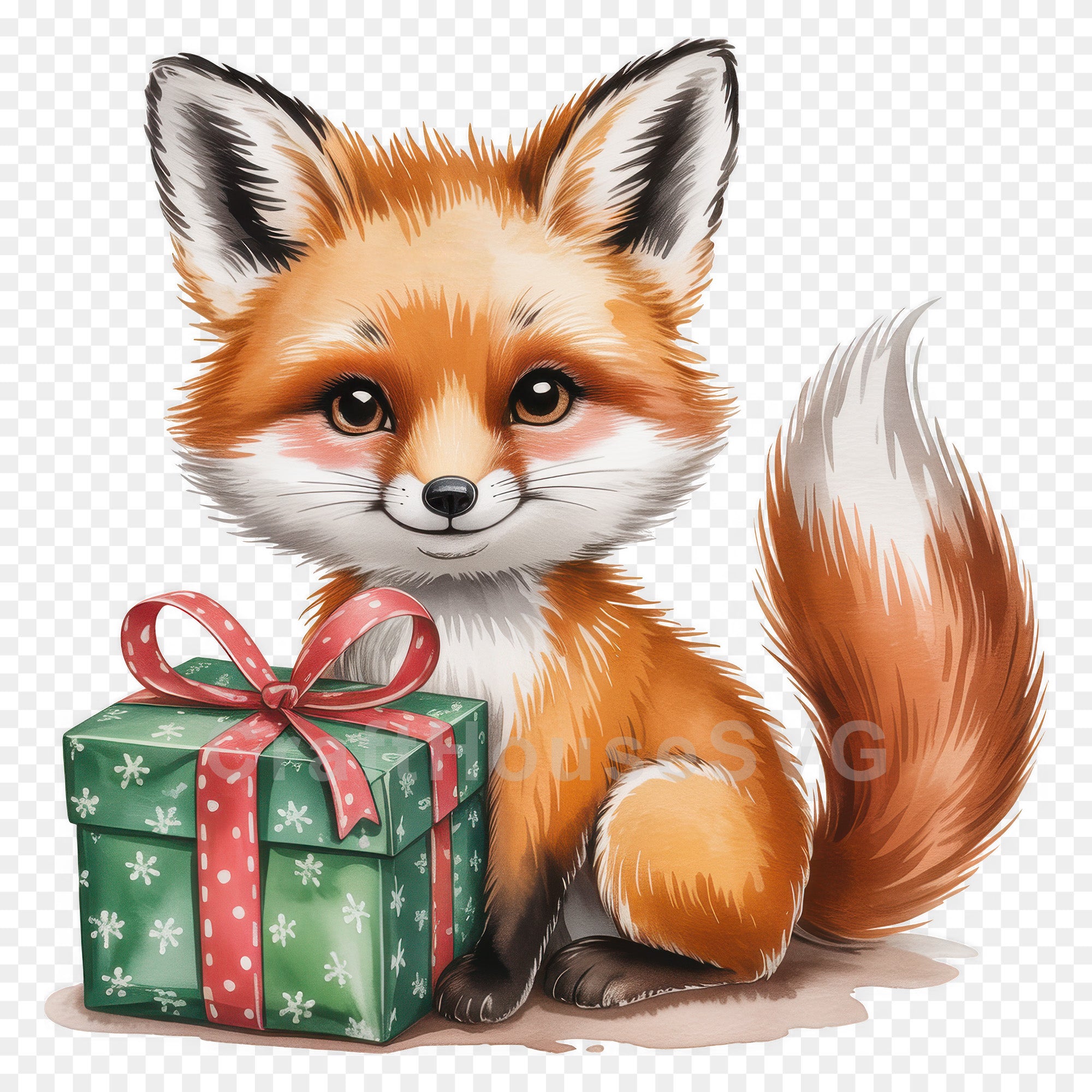 Fox Holding Gift PNG Clip Art Sublimation