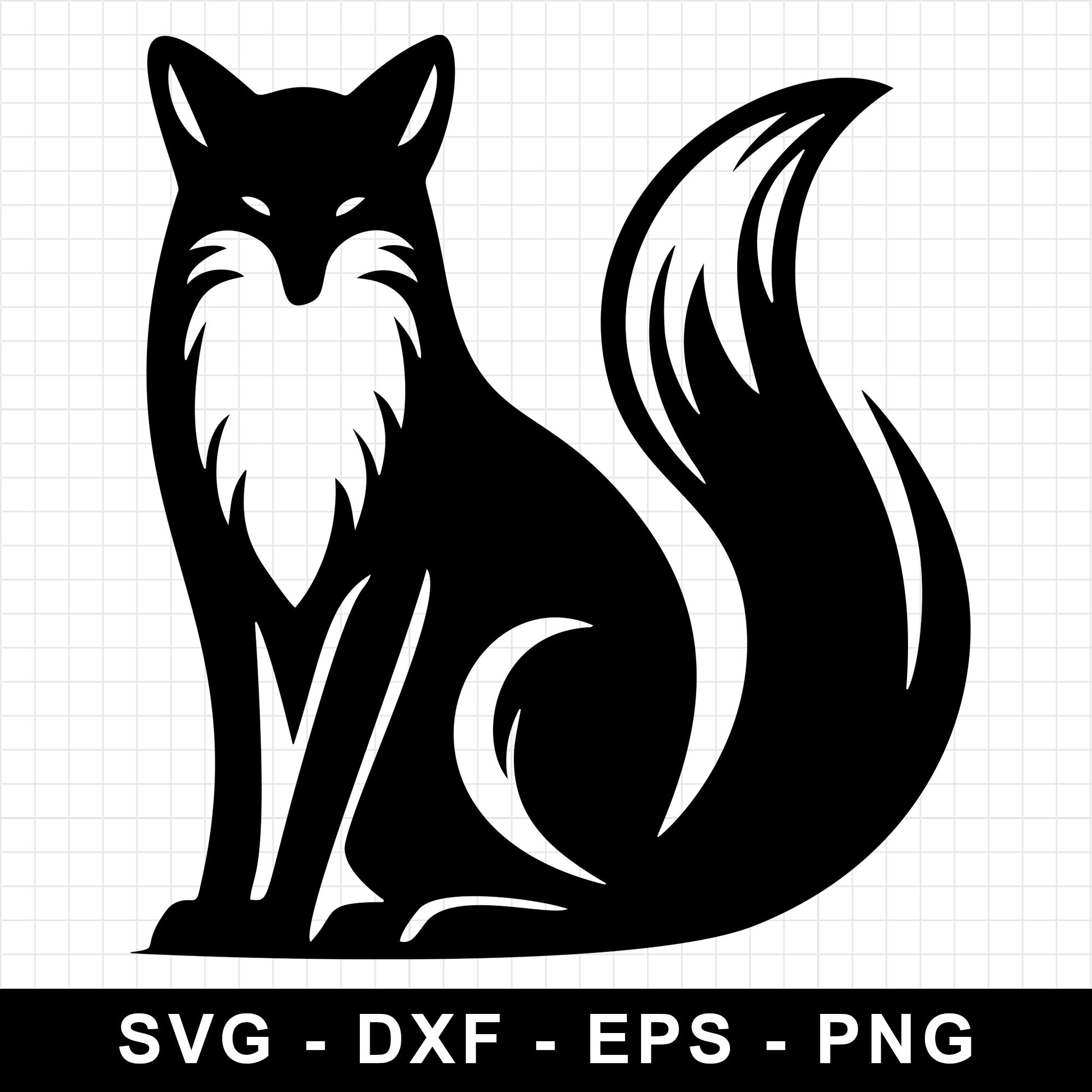 Graceful Fox with Curved Tail Silhouette SVG