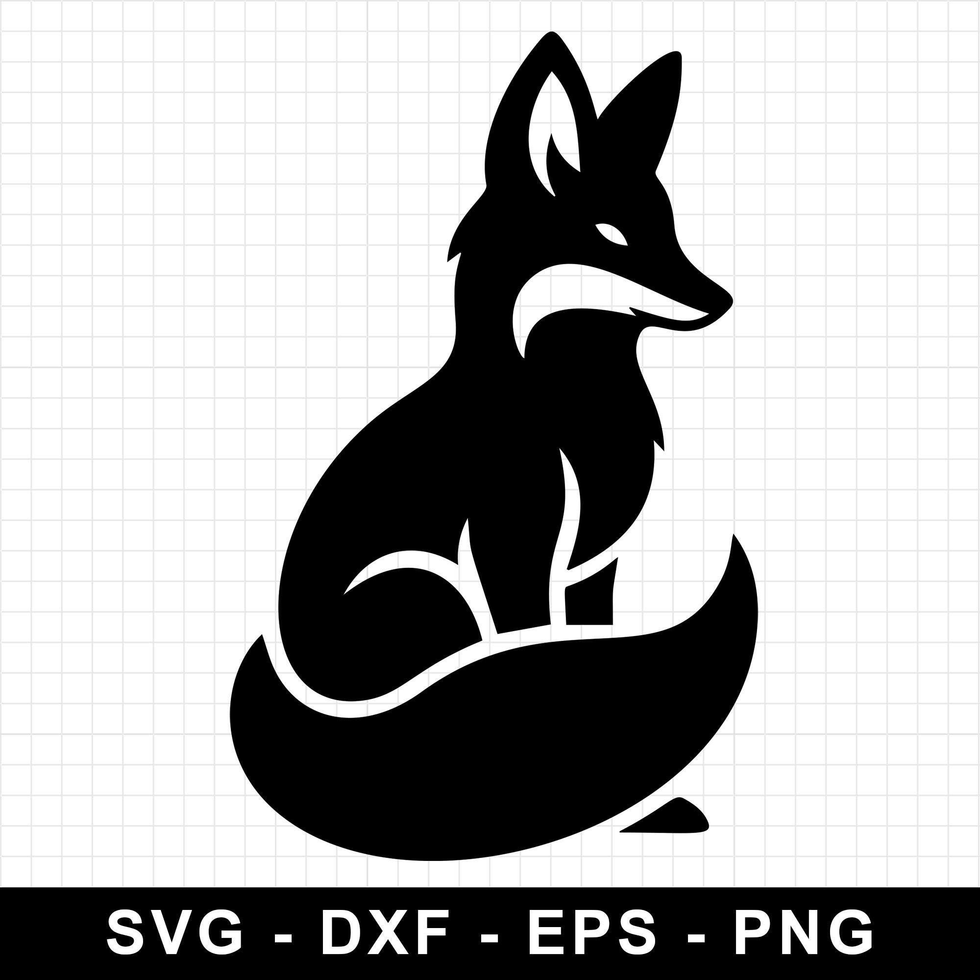 Sitting Fox With Curled Tail SVG