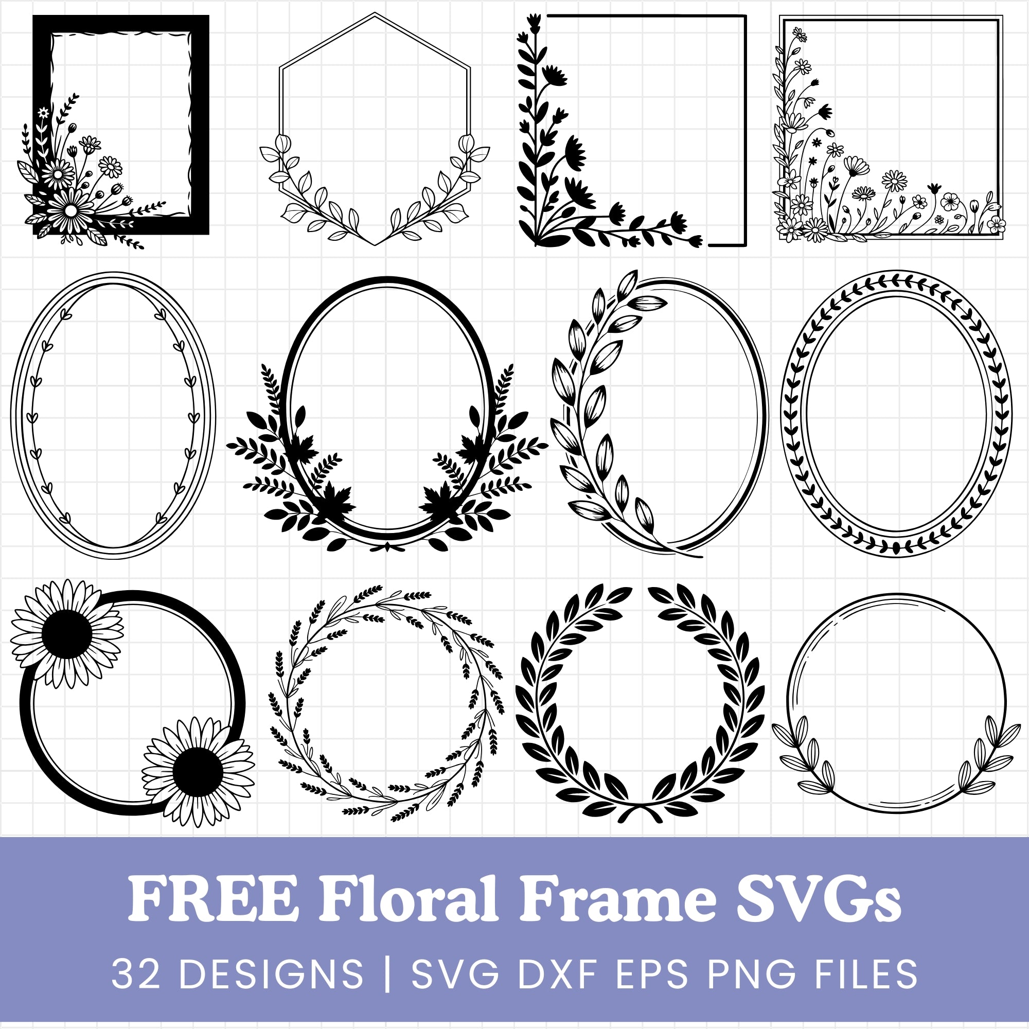 FREE Floral Frame SVG Bundle