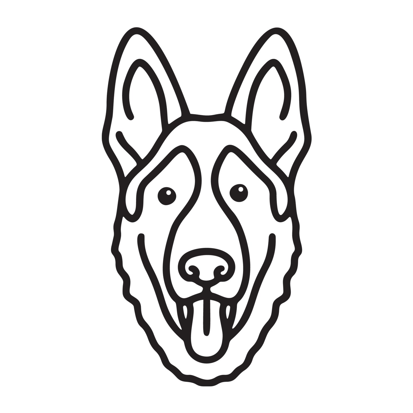 German Shepherd SVG dog outline design for Cricut, Silhouette, laser cutting, vinyl, sublimation, and pet craft projects.