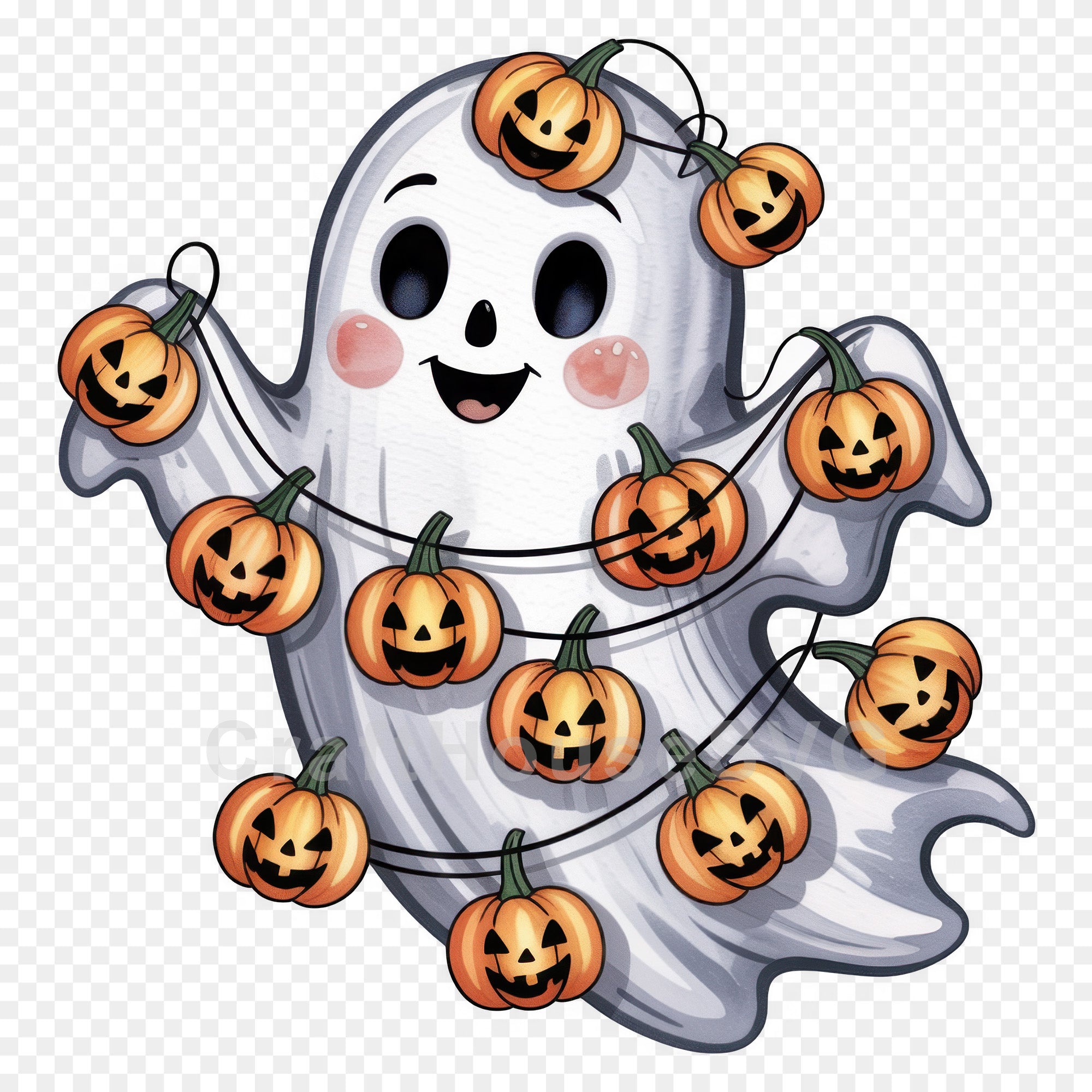 Cute Halloween Ghost Clipart Sublimation Bundle PNG