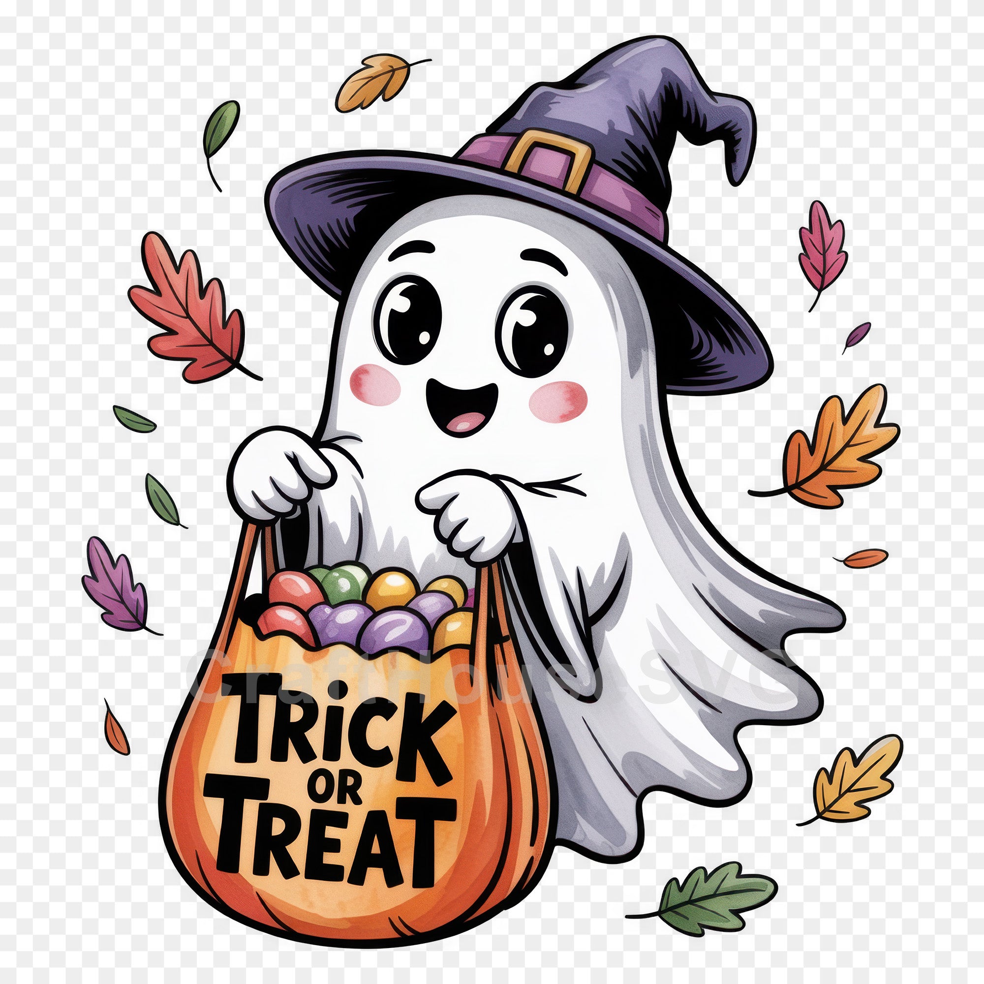 Cute Halloween Ghost Clipart Sublimation Bundle PNG
