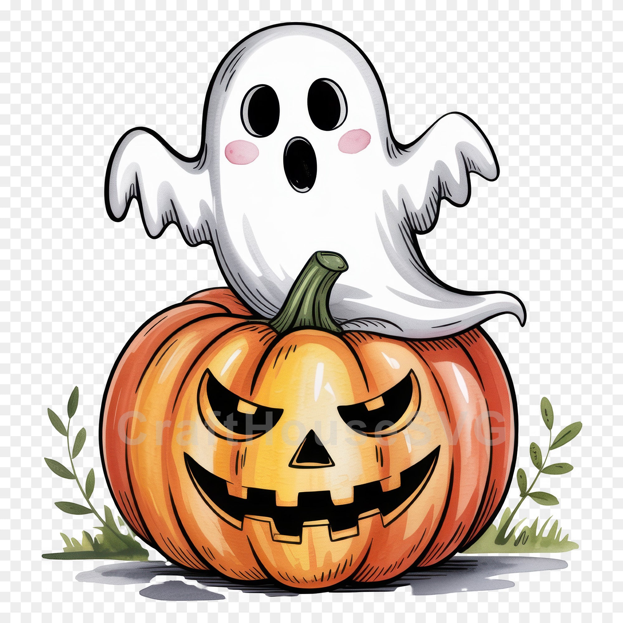 Cute Halloween Ghost Clipart Sublimation Bundle PNG