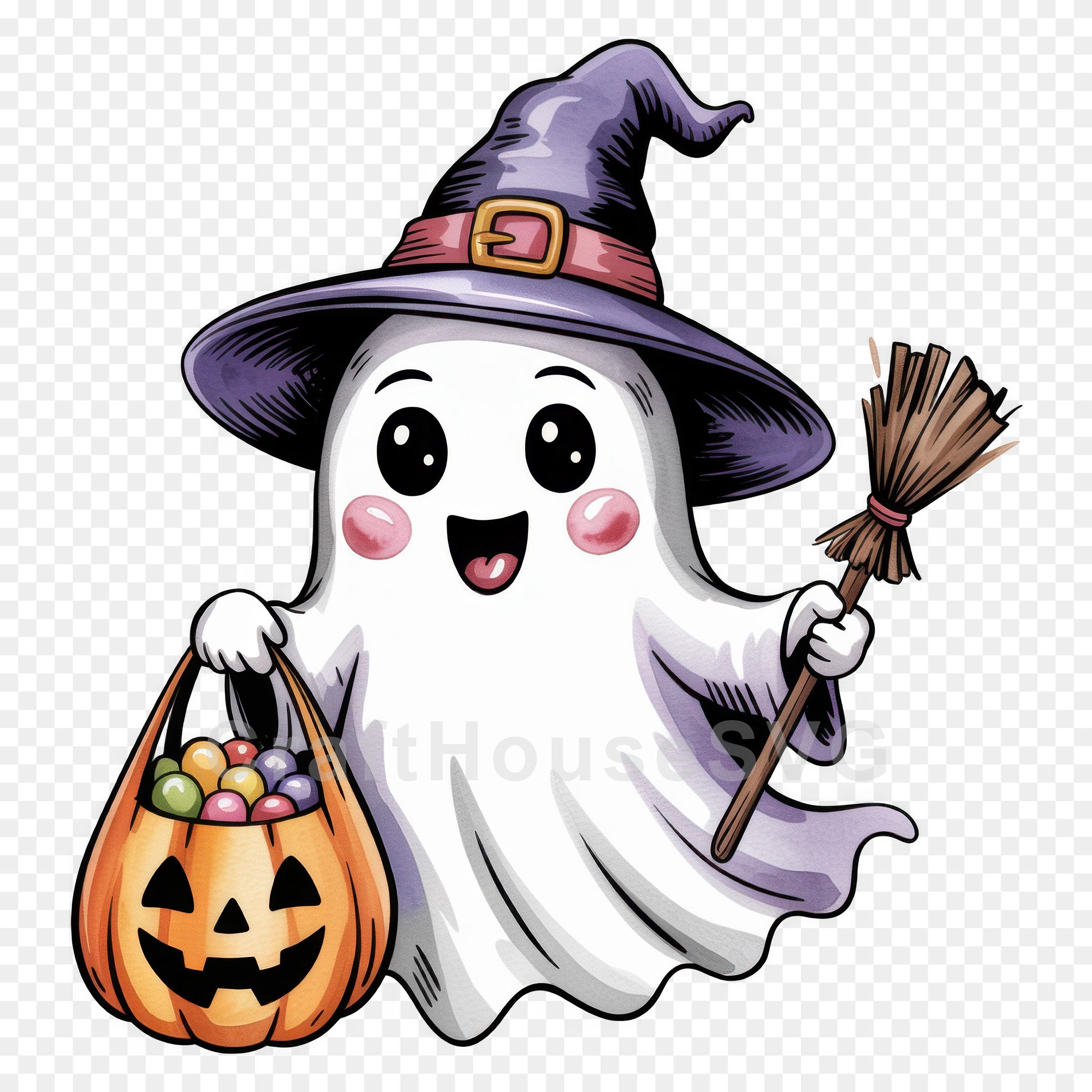 Cute Halloween Ghost Clipart Sublimation Bundle PNG