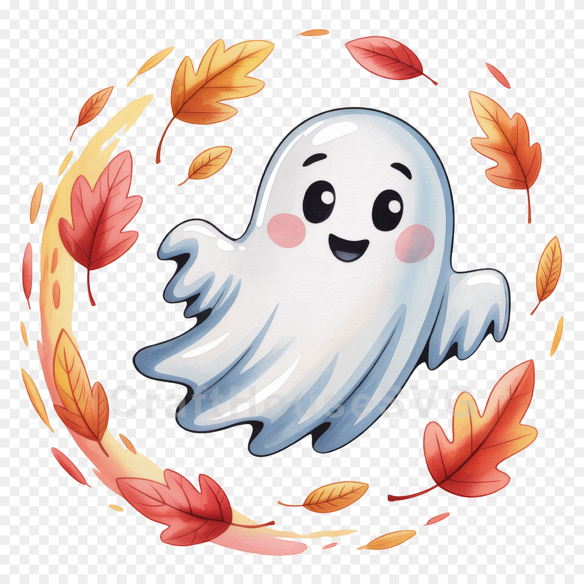 Cute Halloween Ghost Clipart Sublimation Bundle PNG