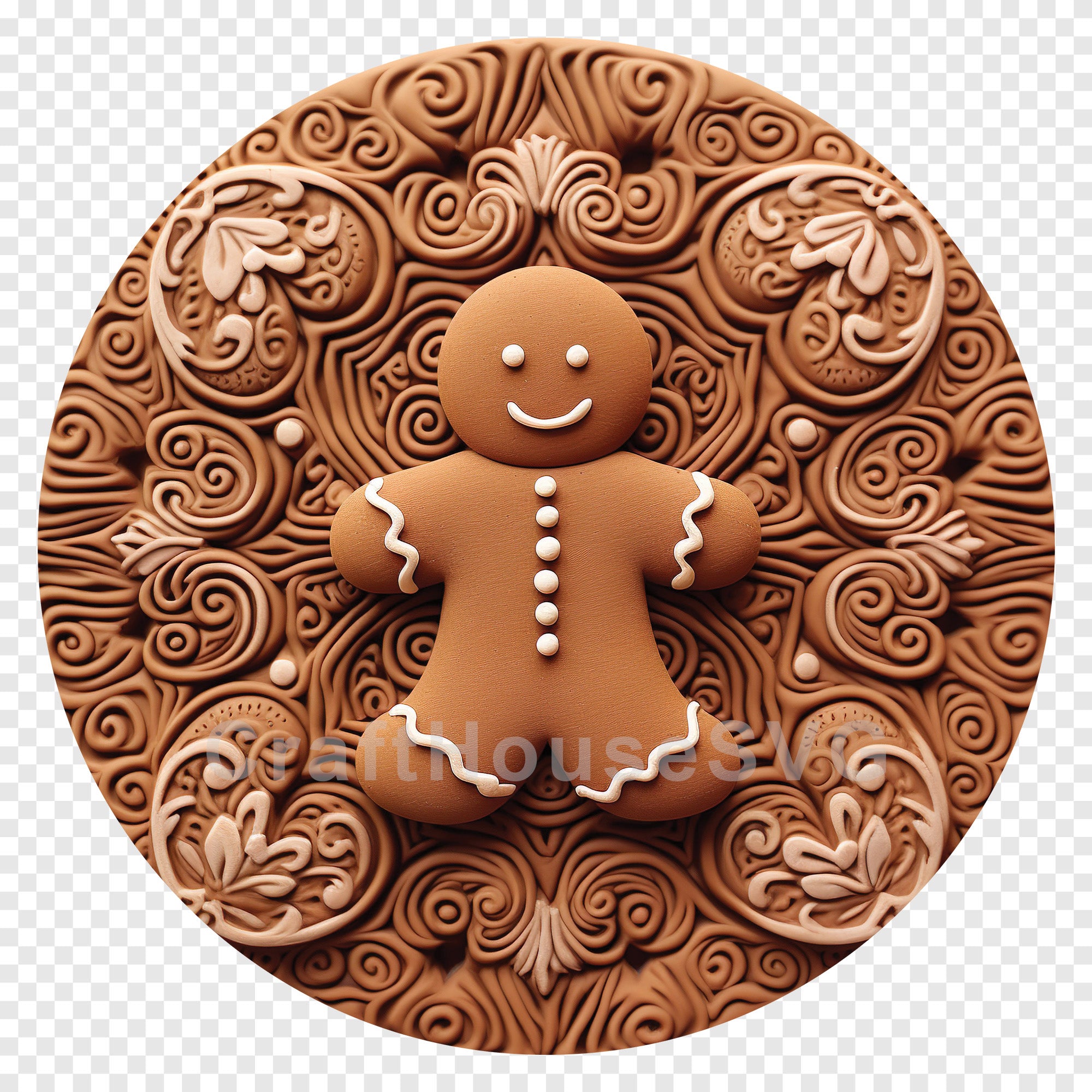 Gingerbread Man 3D Ornament Christmas Sublimation Design PNG