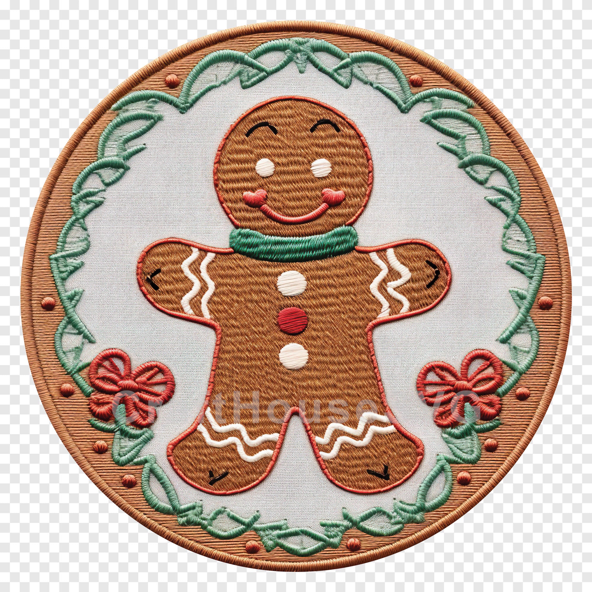 Gingerbread Man 3D Ornament Sublimation Design PNG