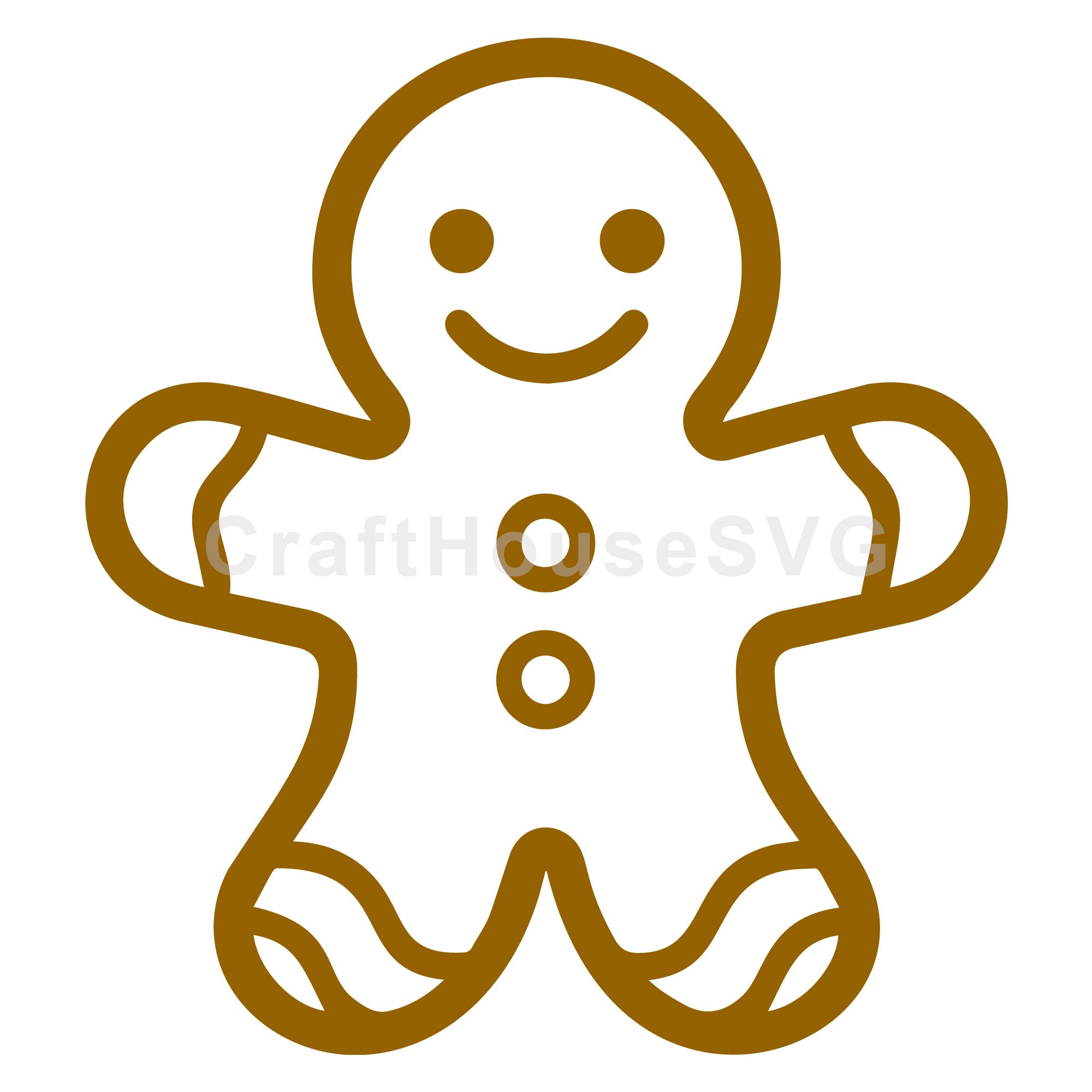 Outlined Gingerbread Man with Button Details SVG