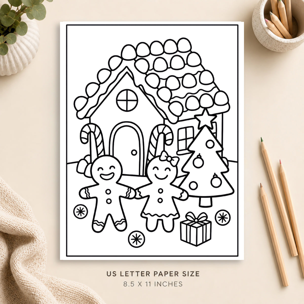 Gingerbread Christmas Coloring Page 1
