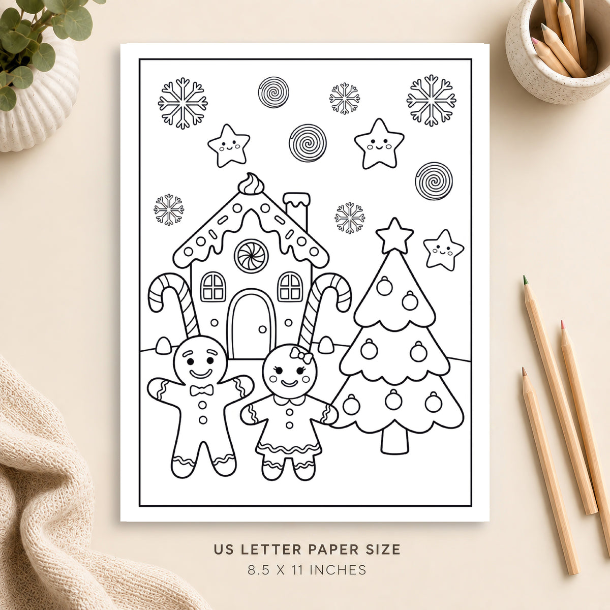 Gingerbread Christmas Coloring Page 2