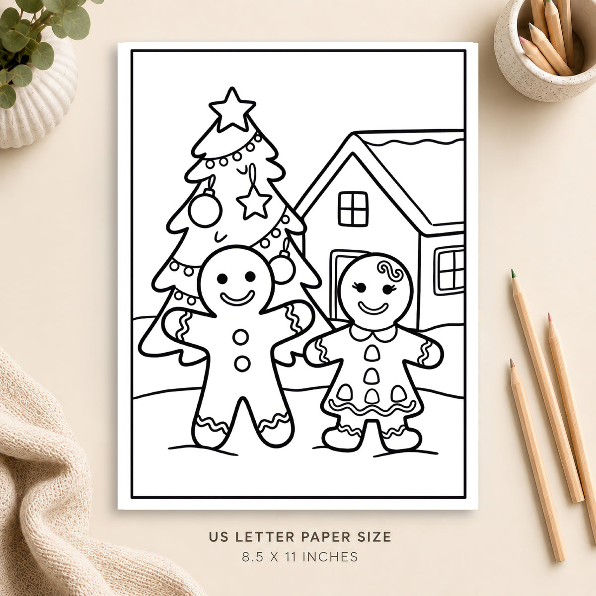 Gingerbread Christmas Coloring Page 3