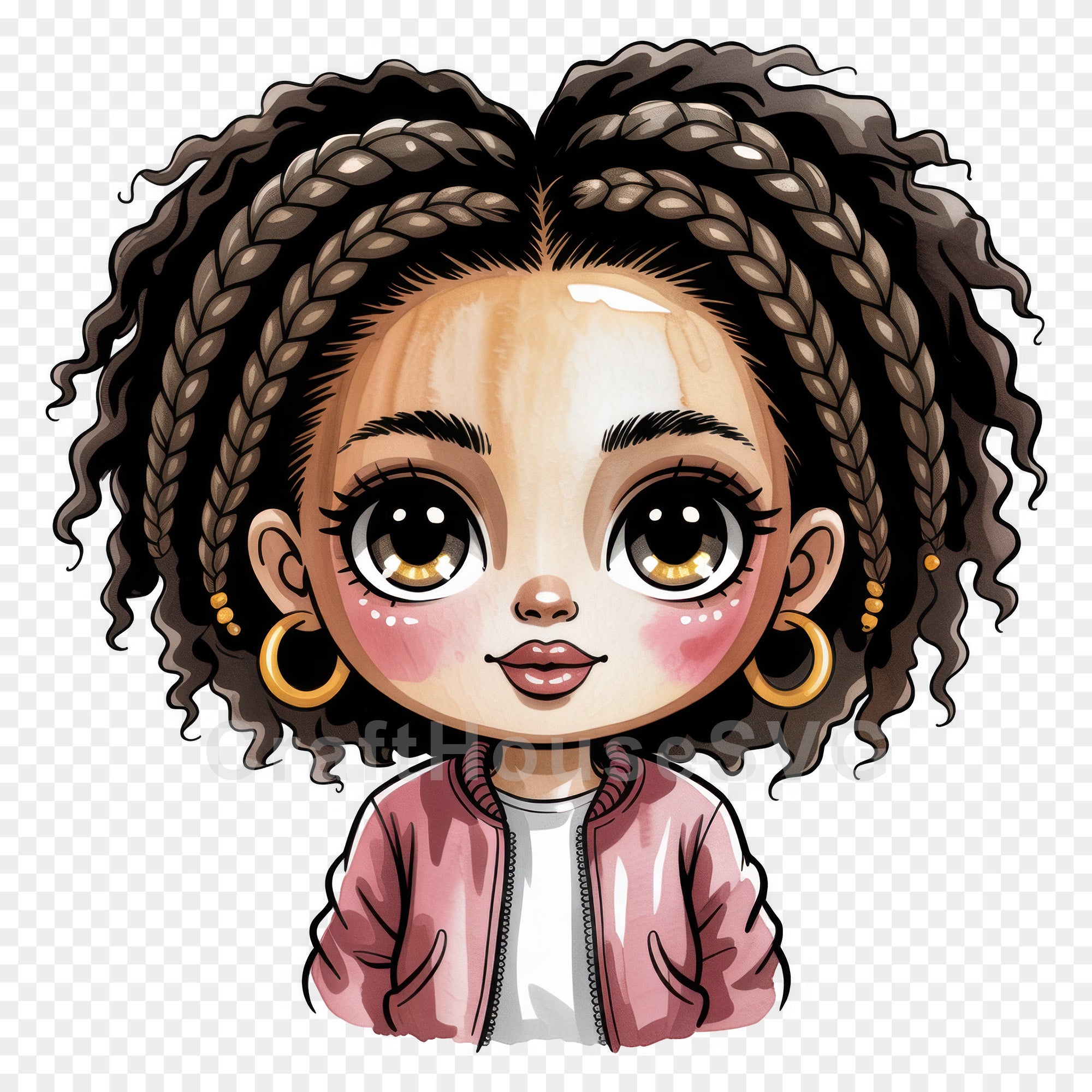 Cute Cartoon Girl Clipart Sublimation Bundle PNG