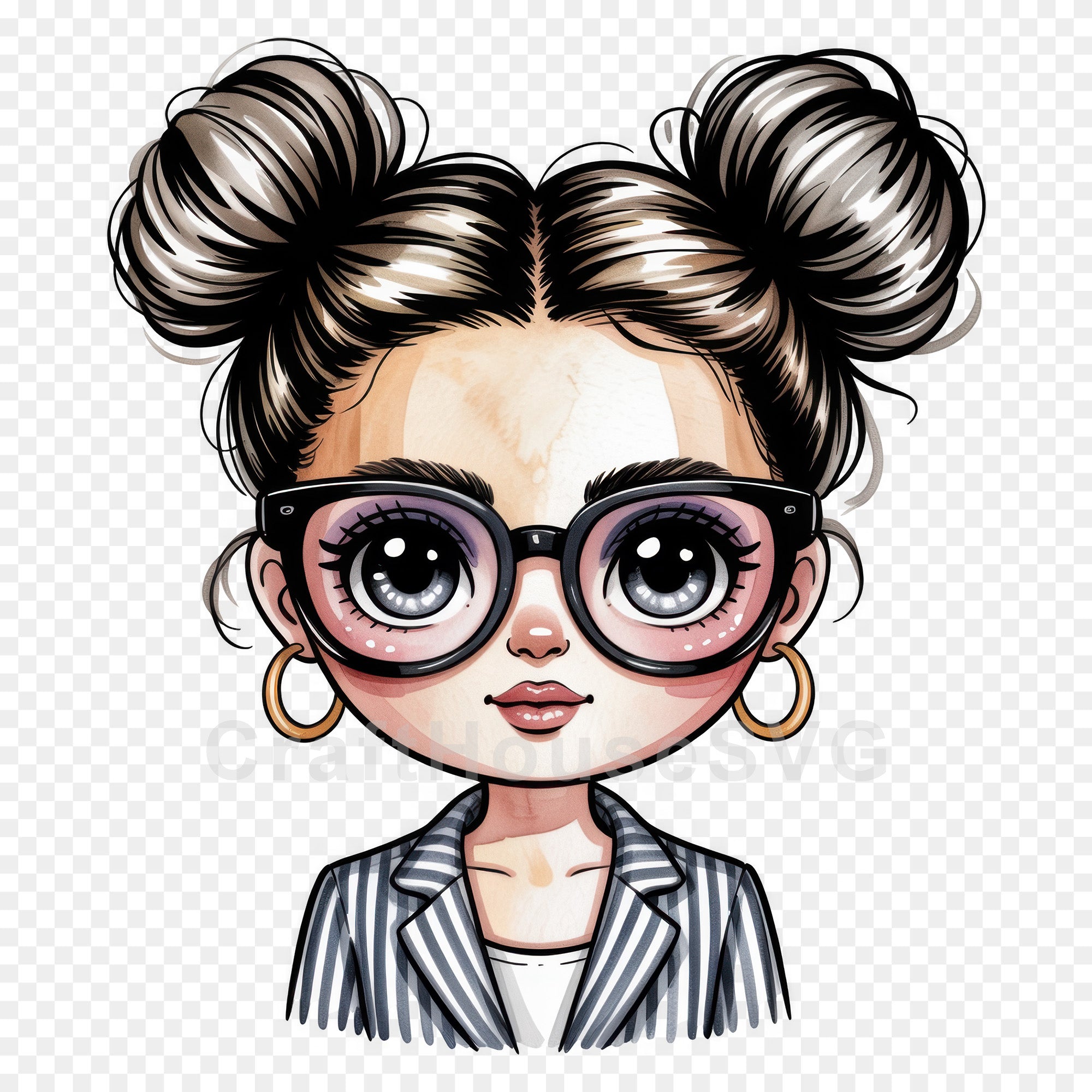 Cute Cartoon Girl Clipart Sublimation Bundle PNG