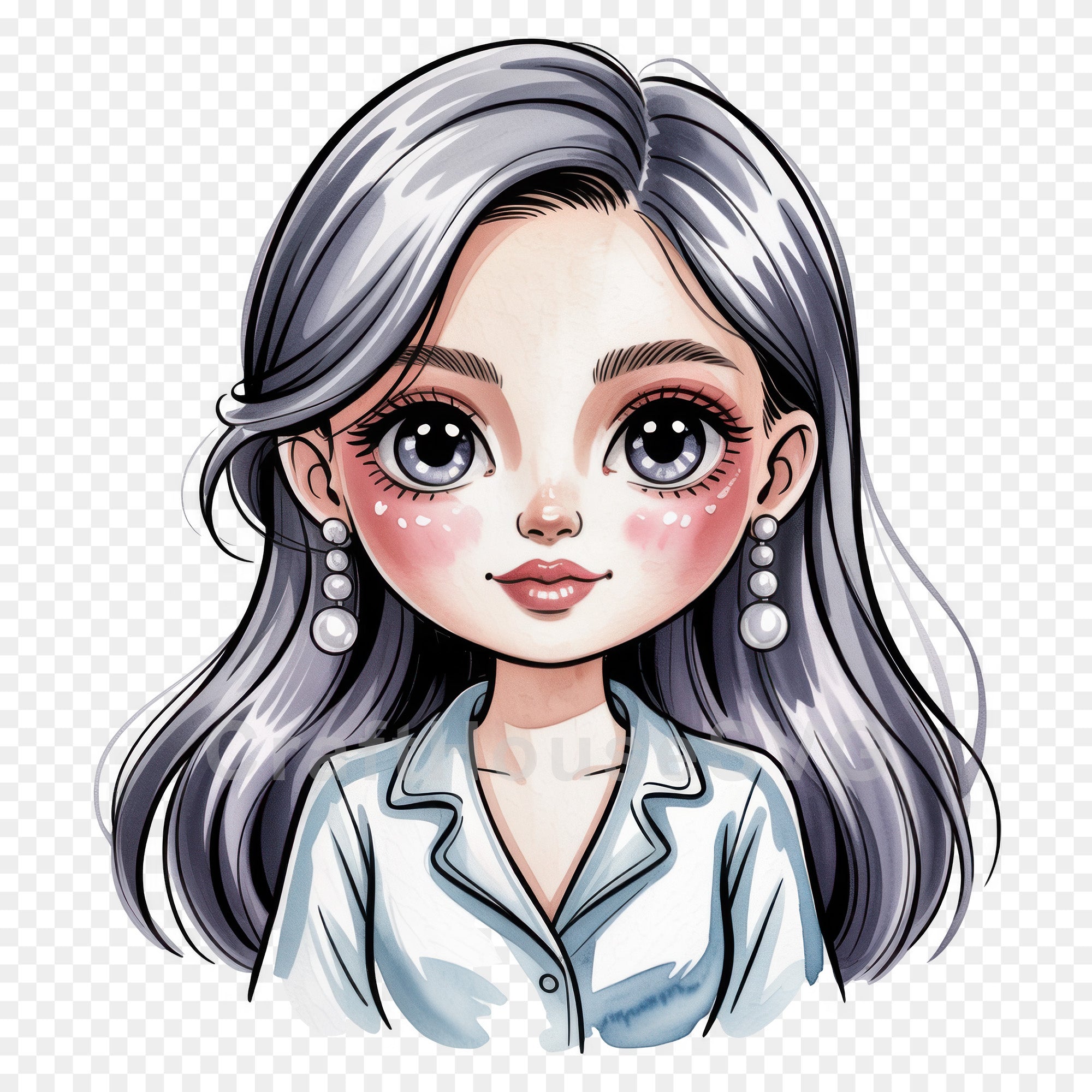 Cute Cartoon Girl Clipart Sublimation Bundle PNG