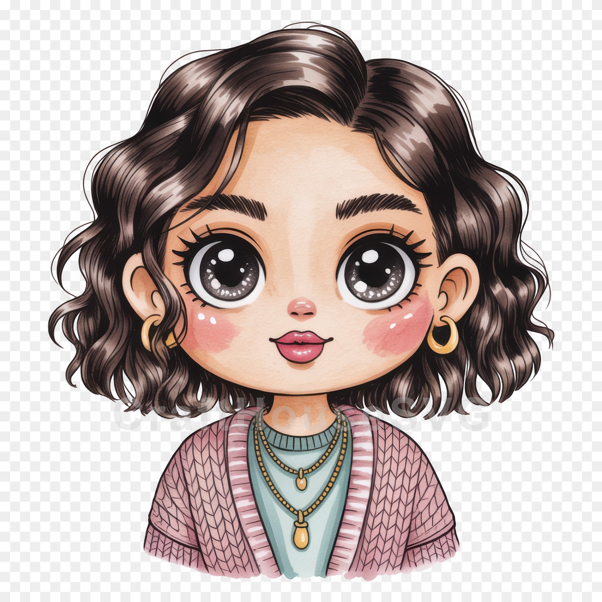 Cute Cartoon Girl Clipart Sublimation Bundle PNG