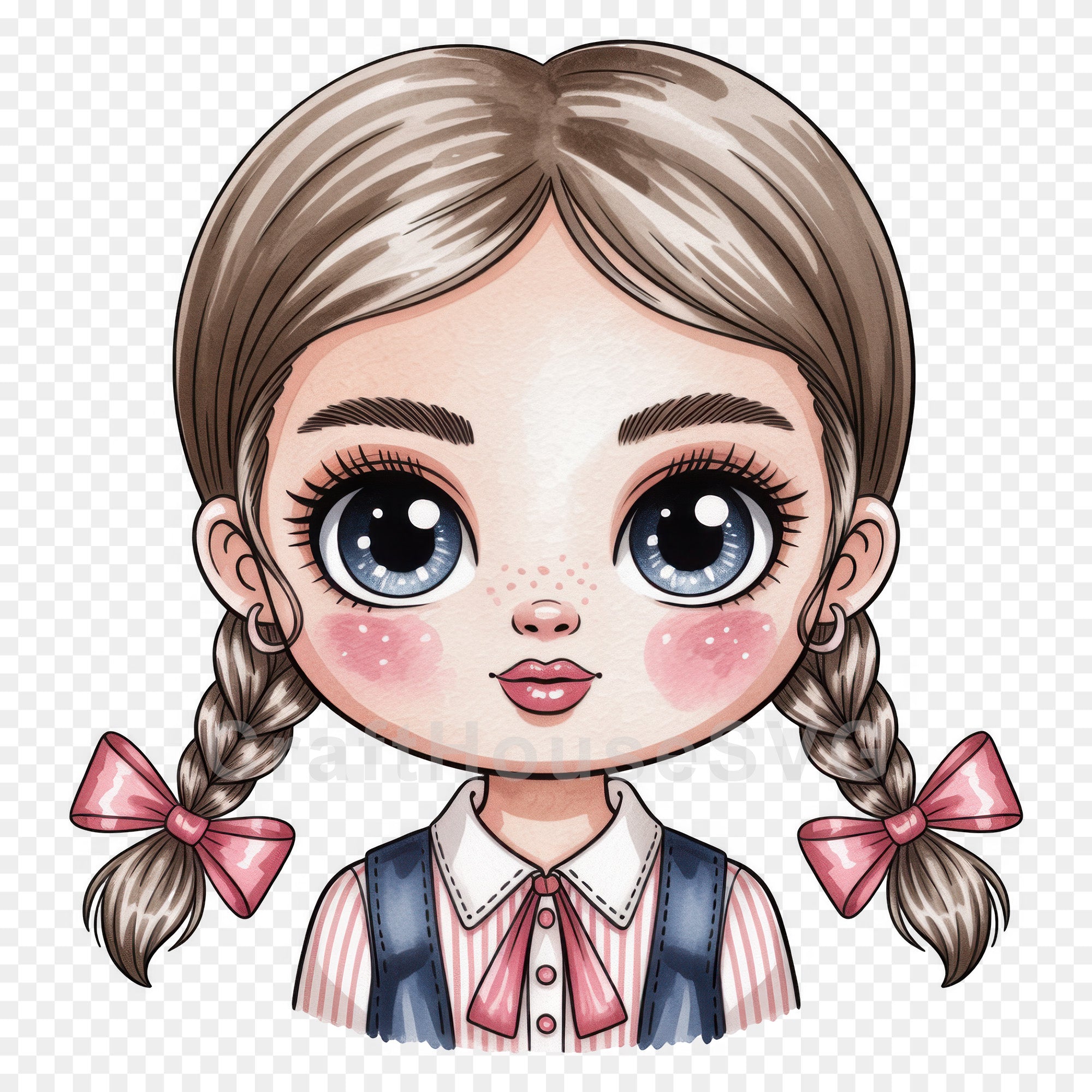 Cute Cartoon Girl Clipart Sublimation Bundle PNG
