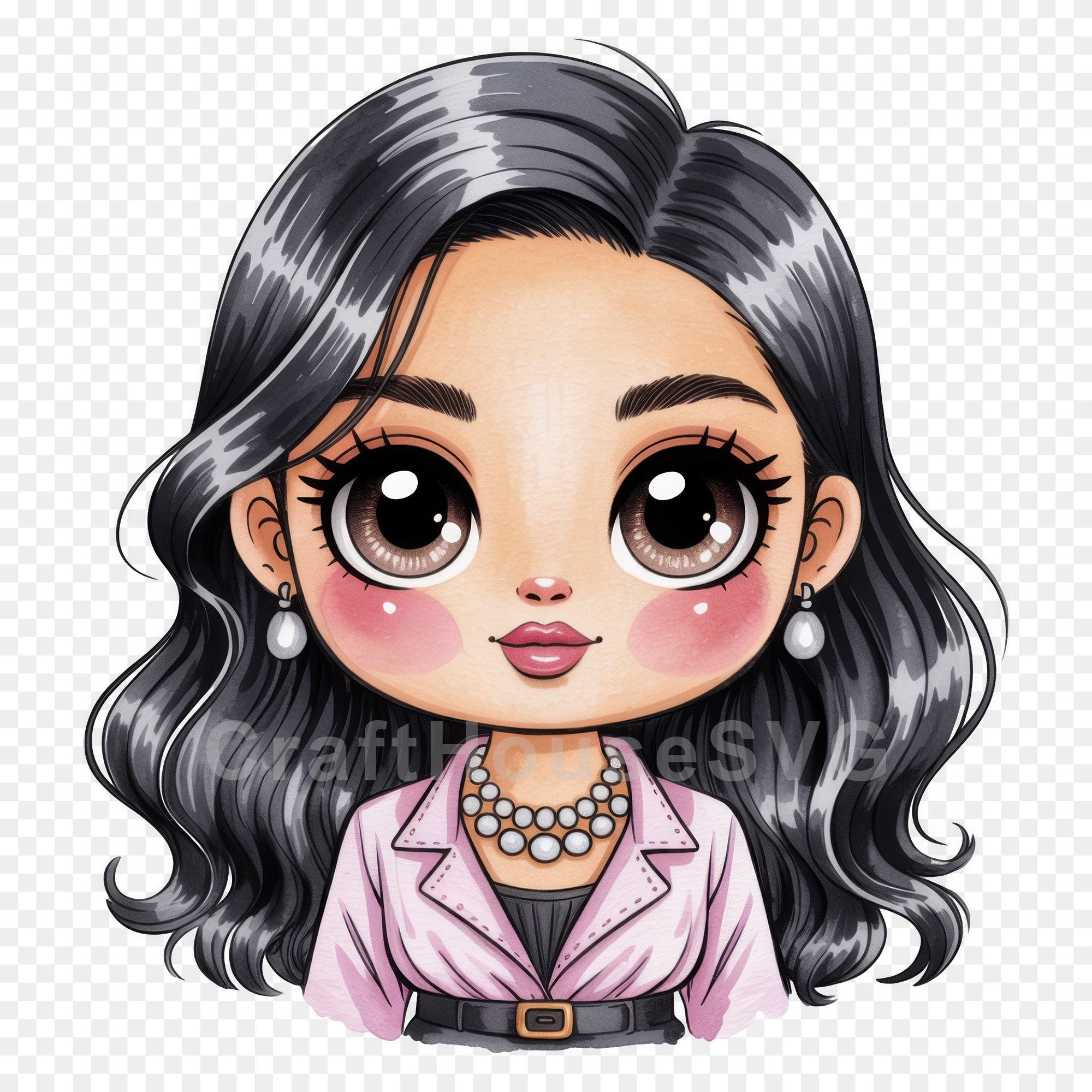 Cute Cartoon Girl Clipart Sublimation Bundle PNG