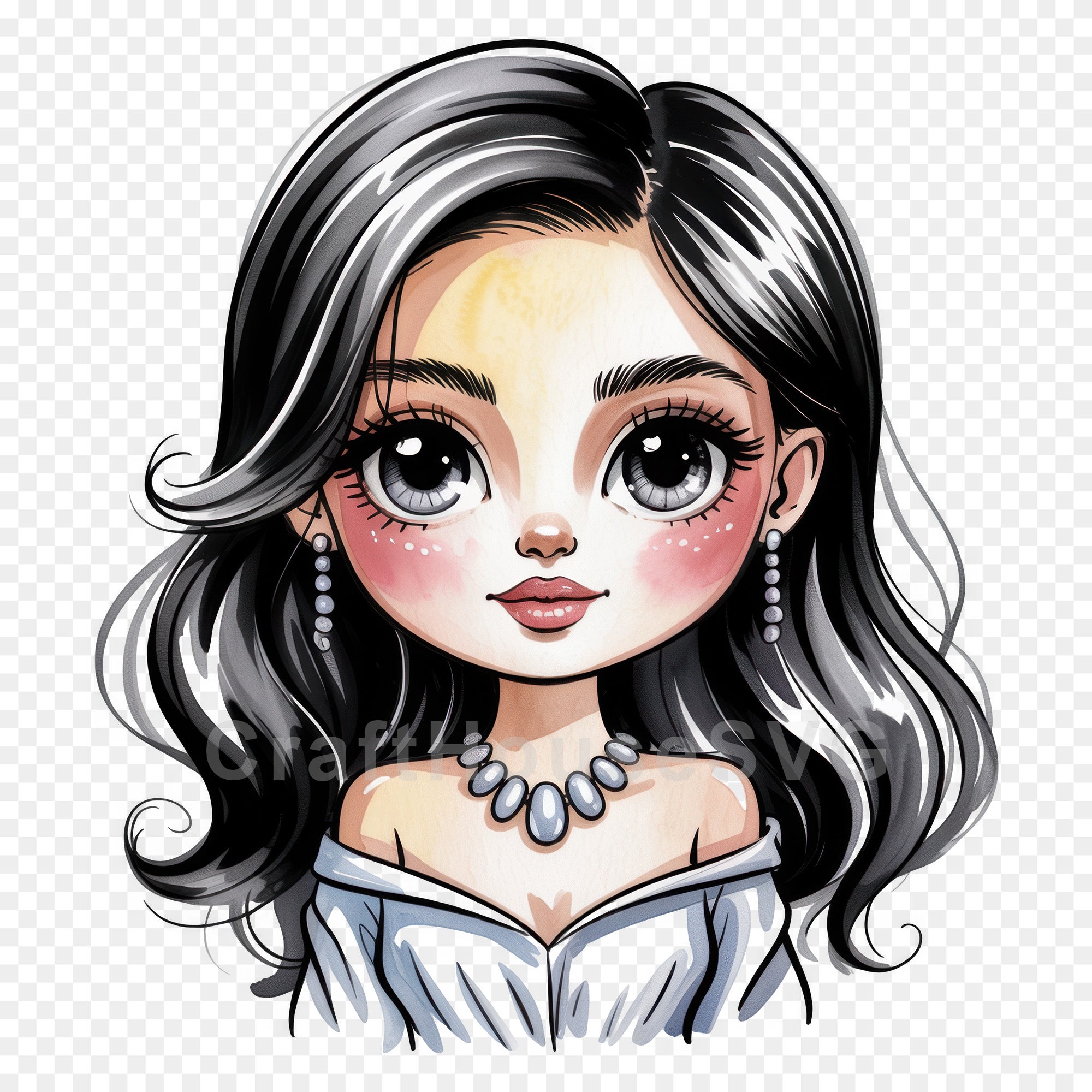 Cute Cartoon Girl Clipart Sublimation Bundle PNG