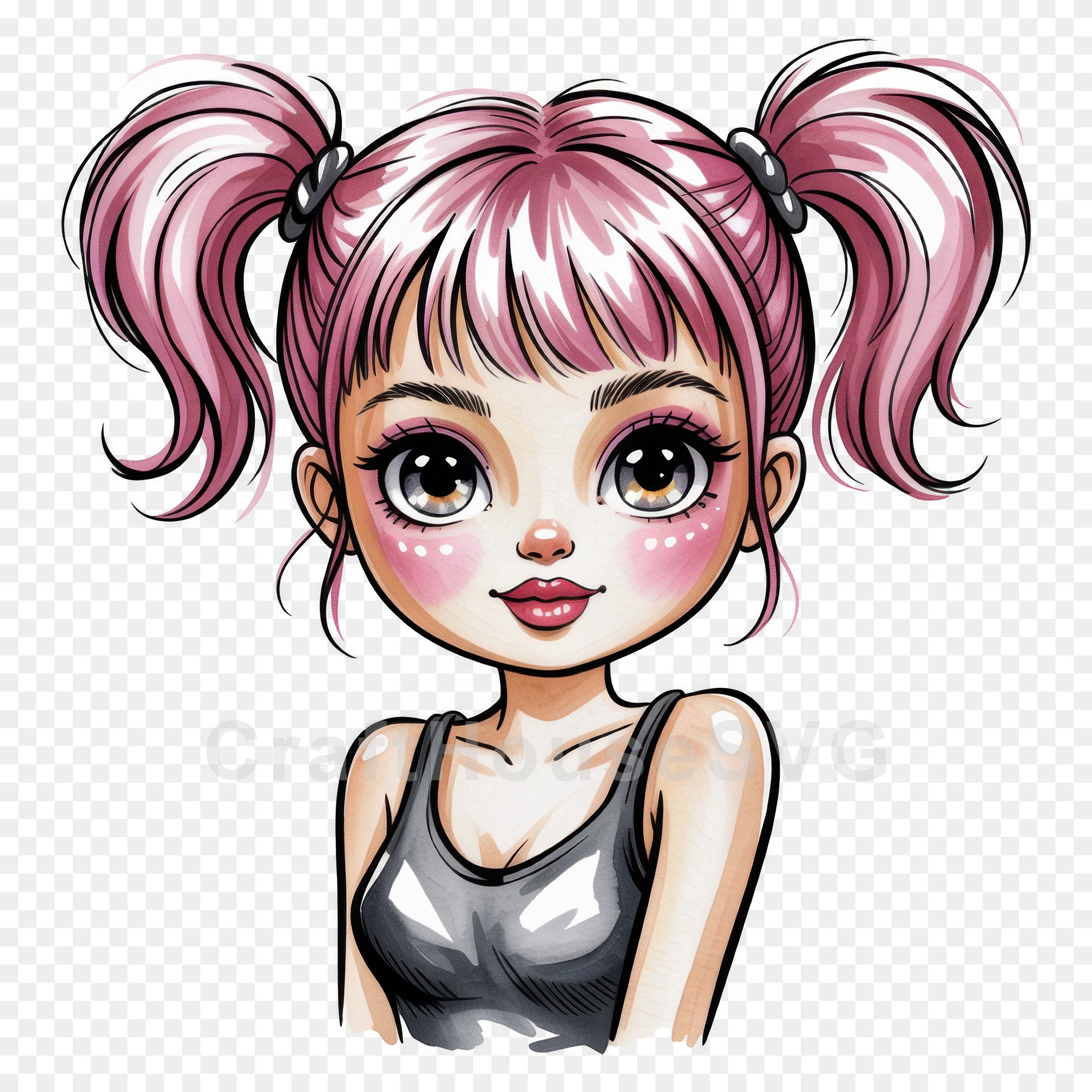 Cute Cartoon Girl Clipart Sublimation Bundle PNG