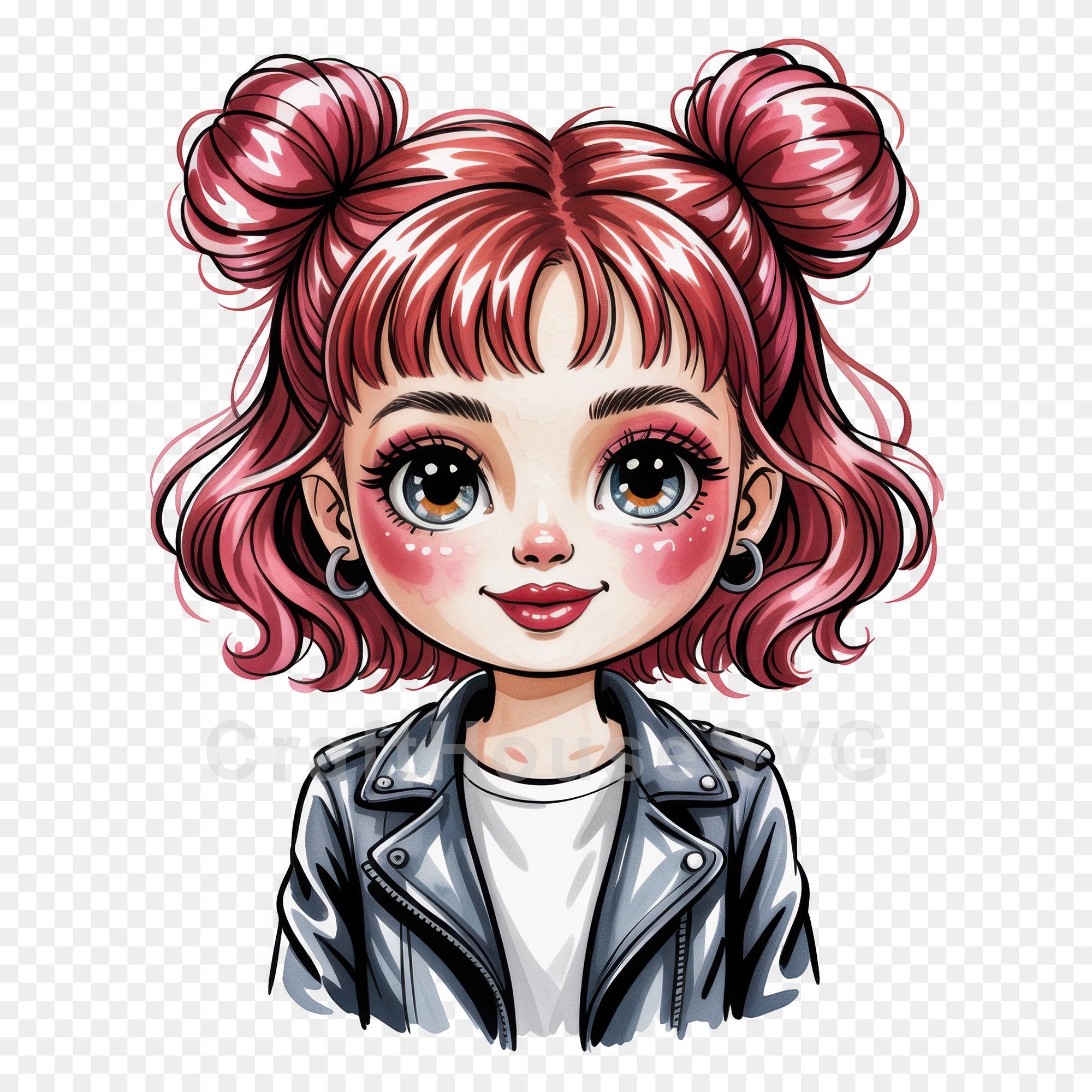 Cute Cartoon Girl Clipart Sublimation Bundle PNG