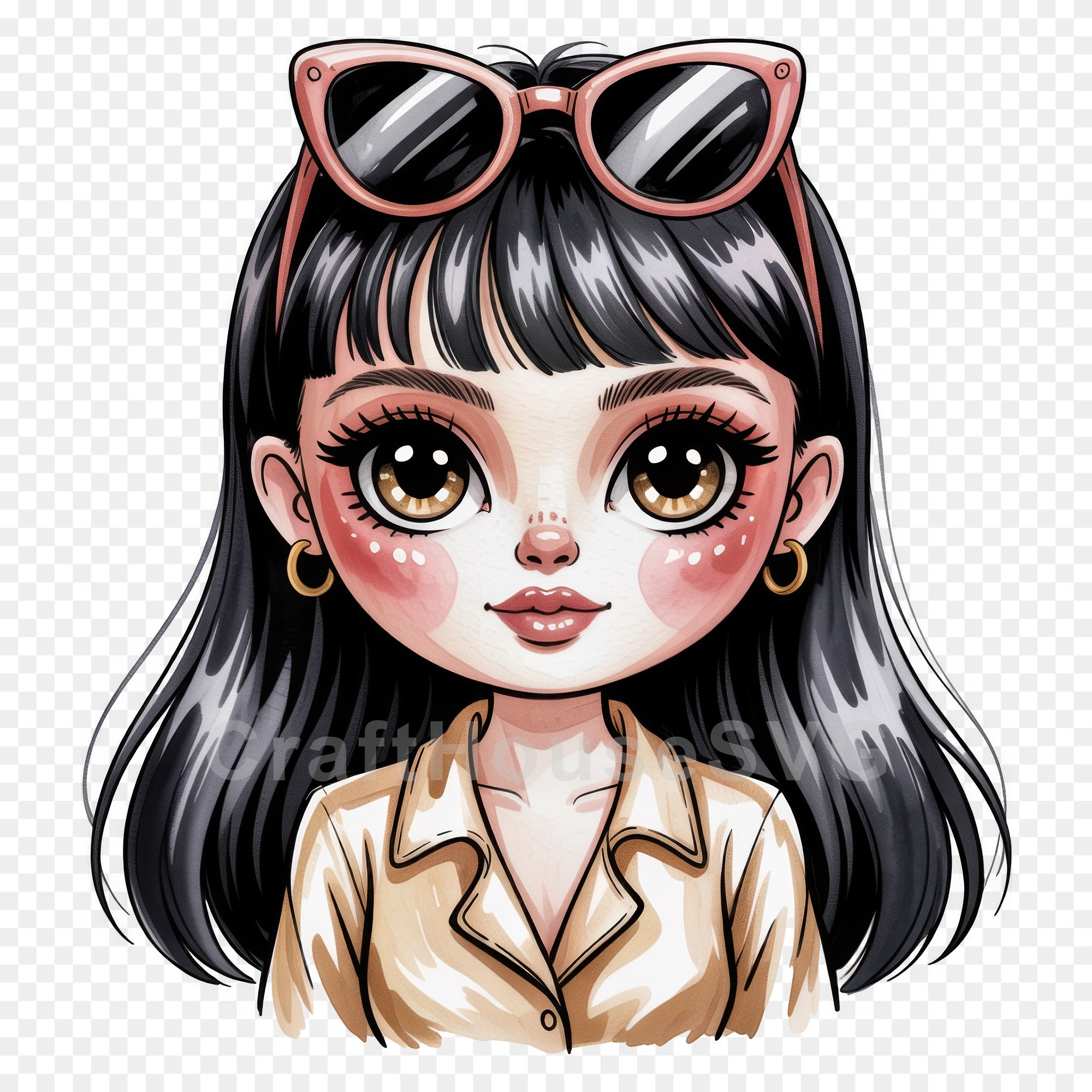Cute Cartoon Girl Clipart Sublimation Bundle PNG