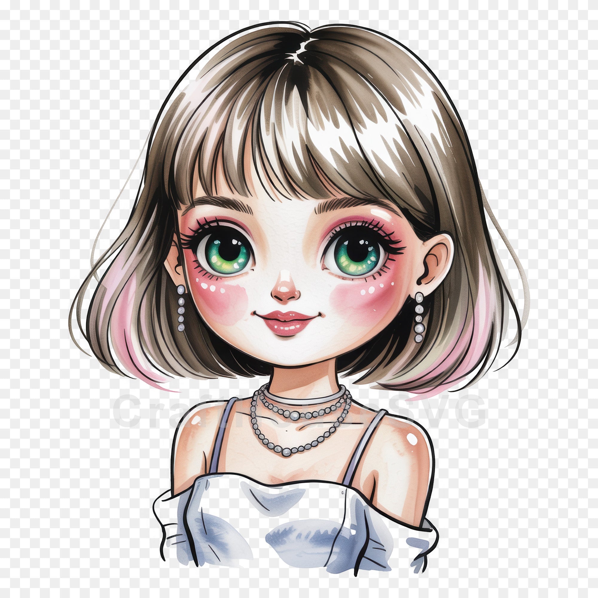 Cute Cartoon Girl Clipart Sublimation Bundle PNG