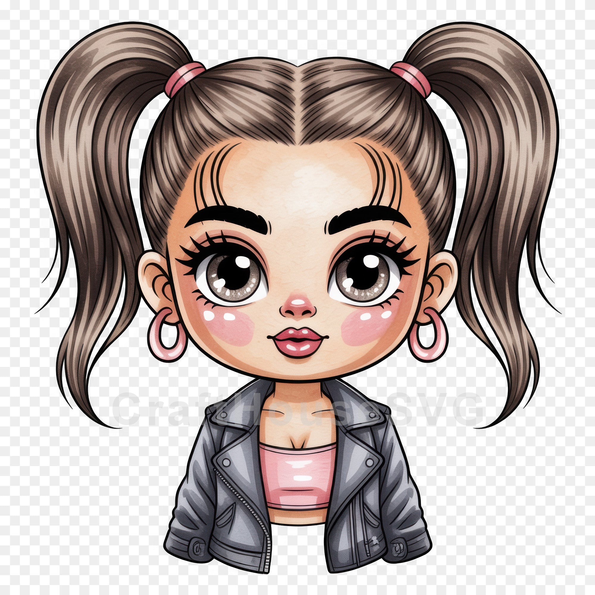 Cute Cartoon Girl Clipart Sublimation Bundle PNG
