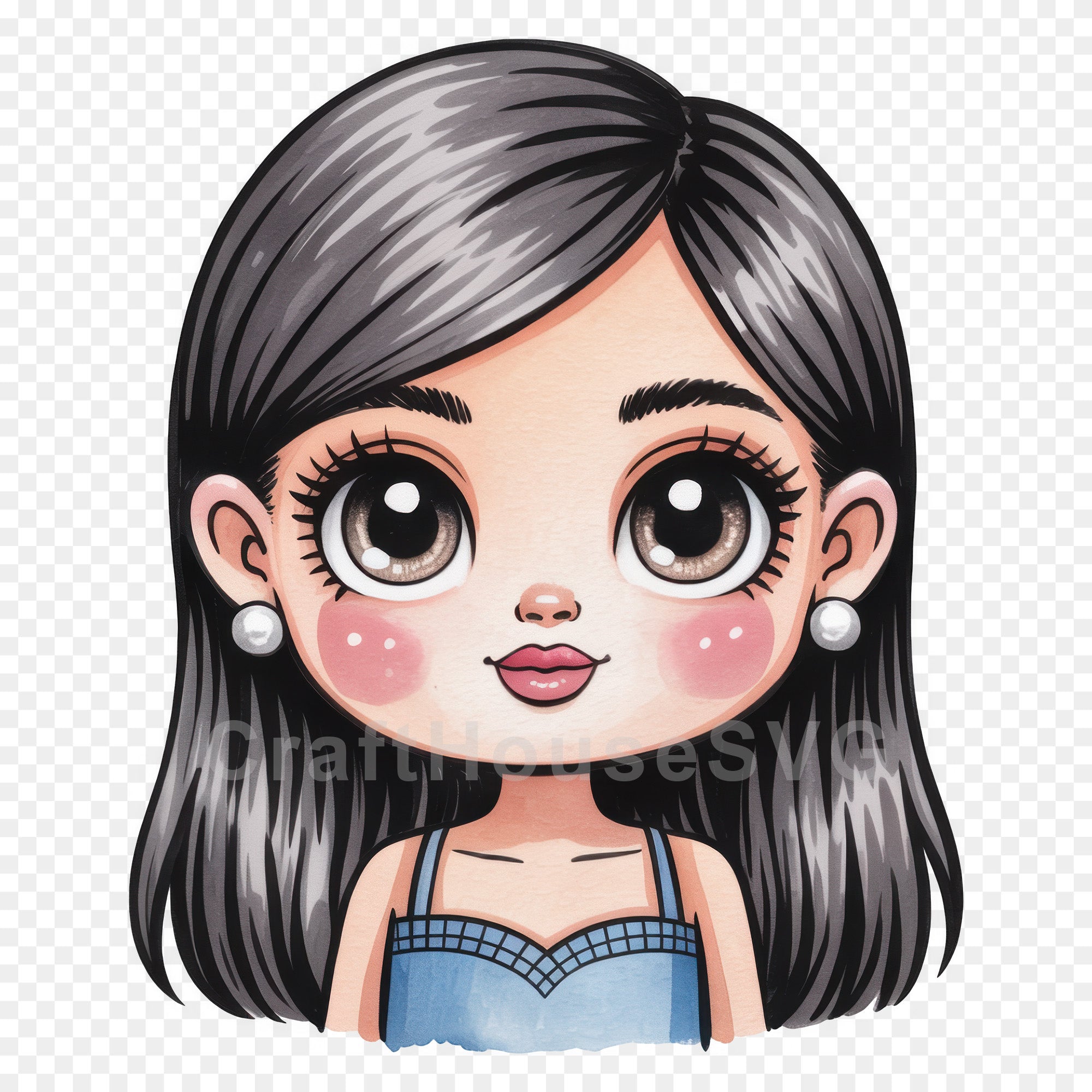 Cute Cartoon Girl Clipart Sublimation Bundle PNG