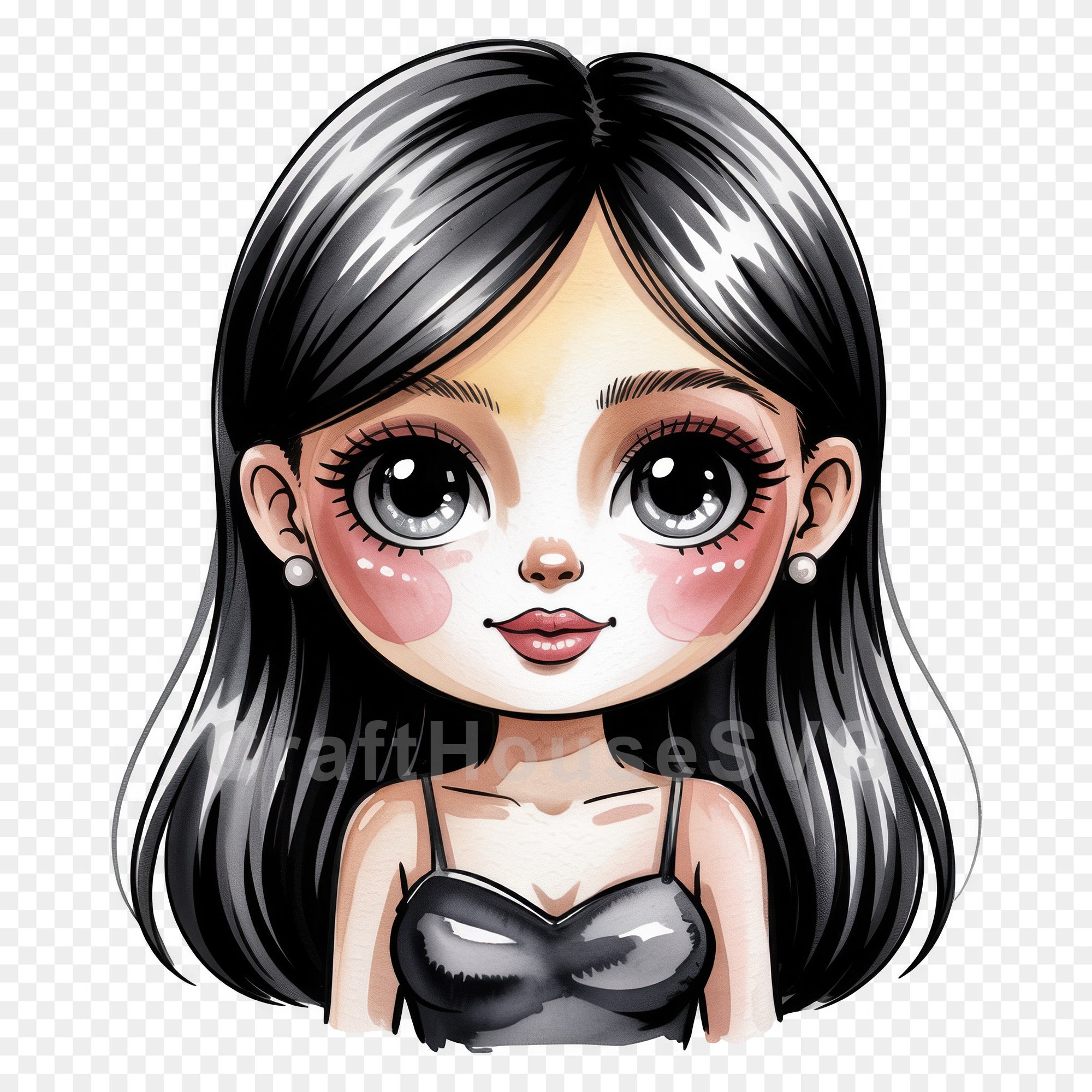 Cute Cartoon Girl Clipart Sublimation Bundle PNG