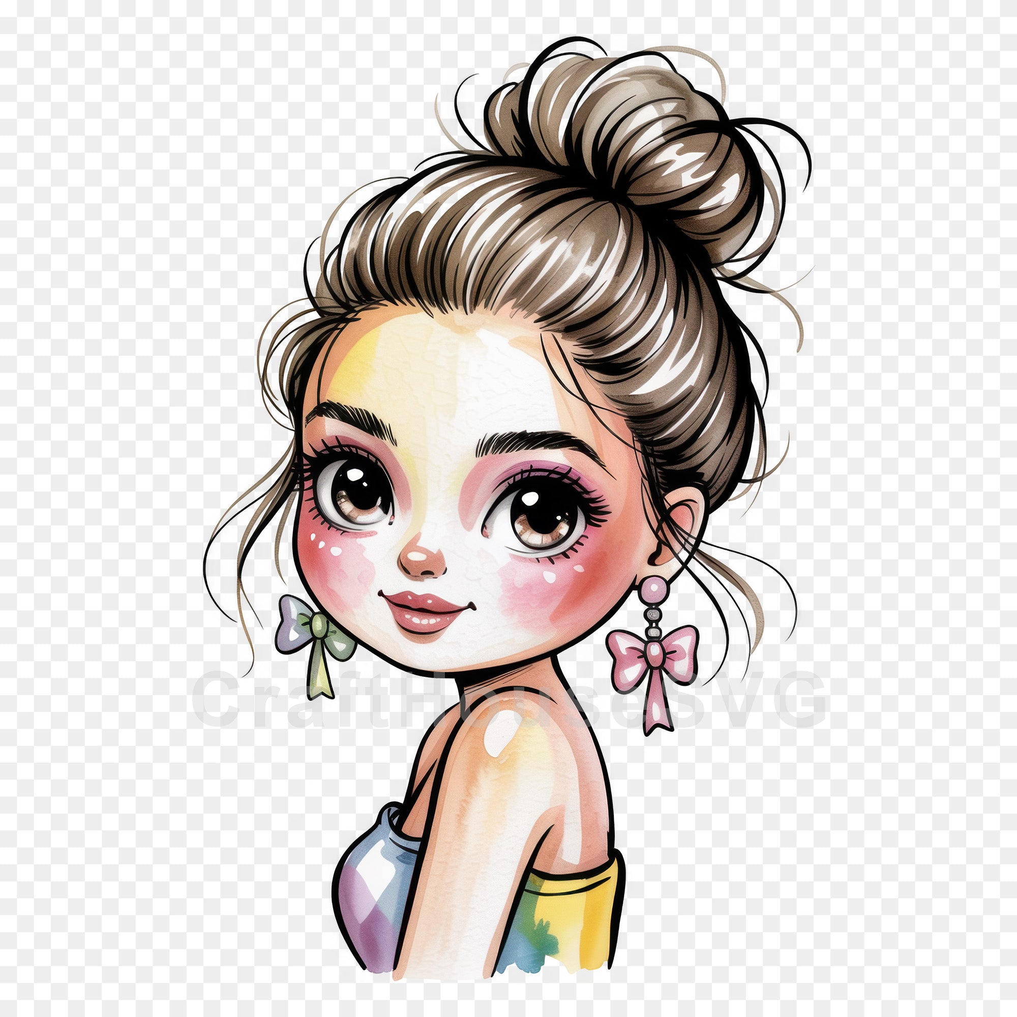 Cute Cartoon Girl Clipart Sublimation Bundle PNG