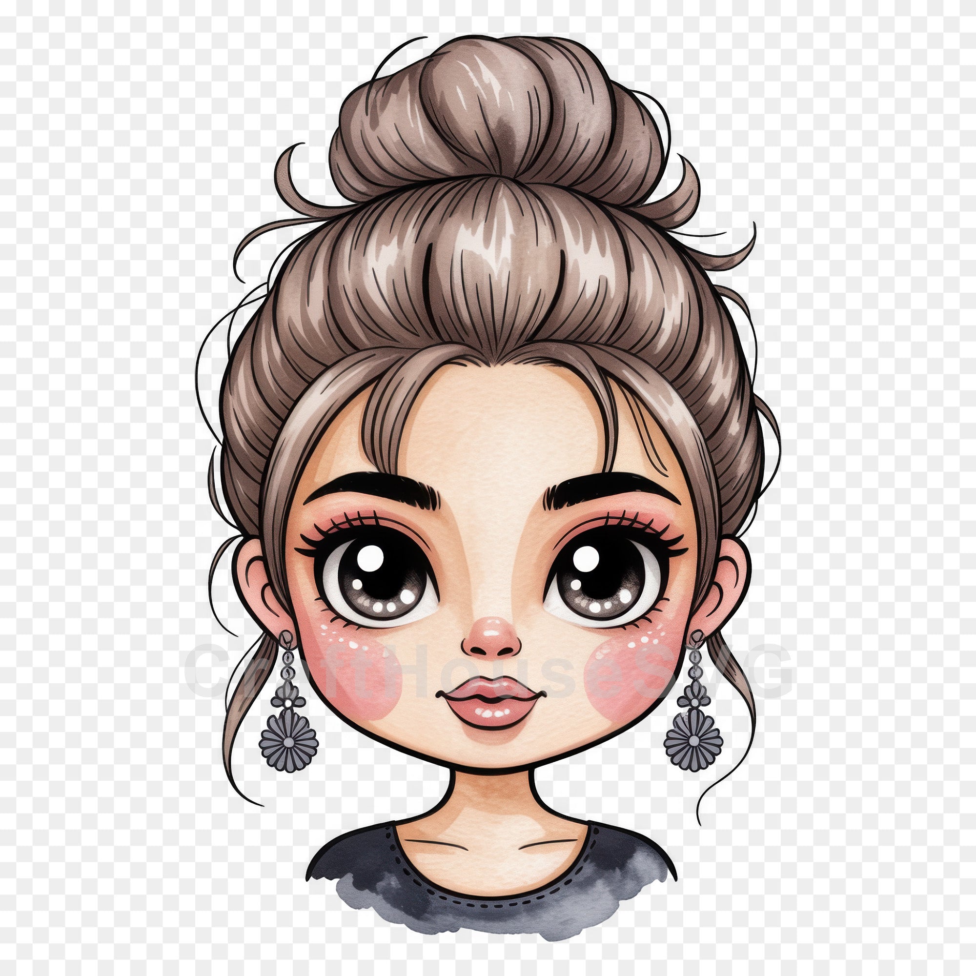 Cute Cartoon Girl Clipart Sublimation Bundle PNG