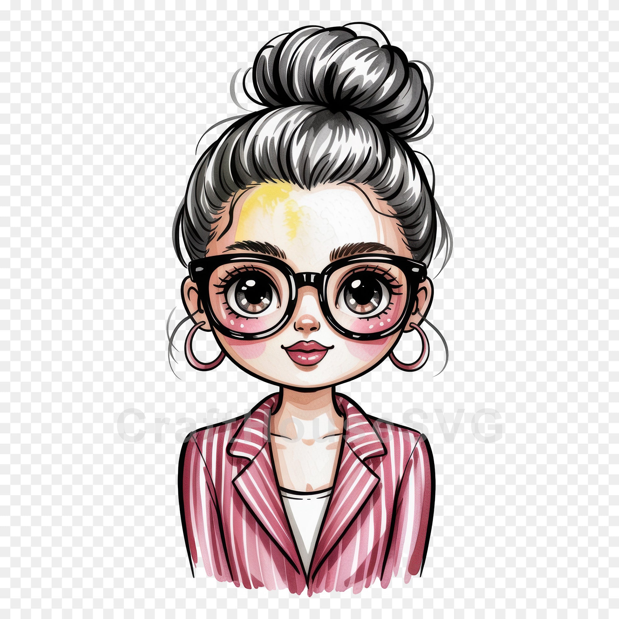 Cute Cartoon Girl Clipart Sublimation Bundle PNG