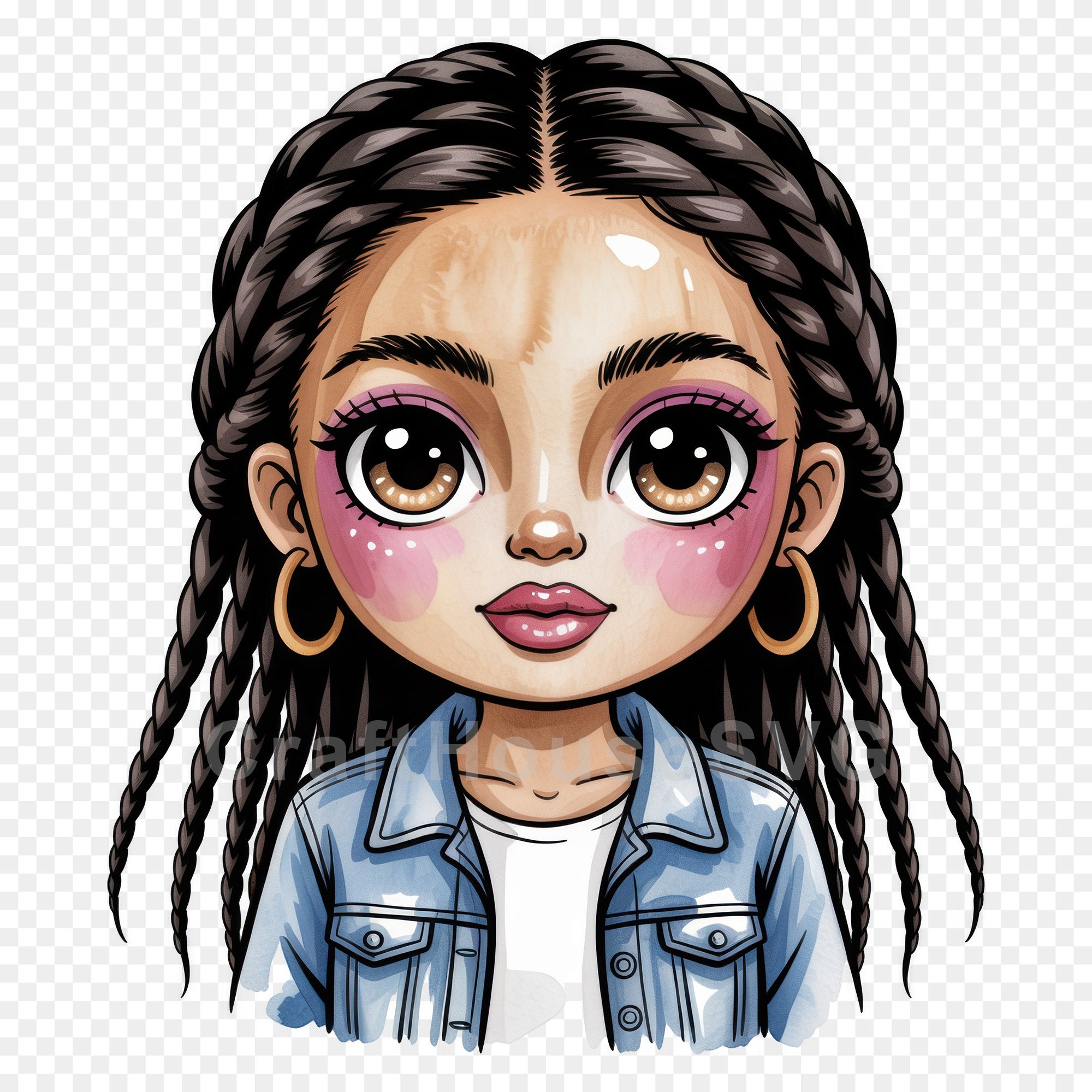 Cute Cartoon Girl Clipart Sublimation Bundle PNG