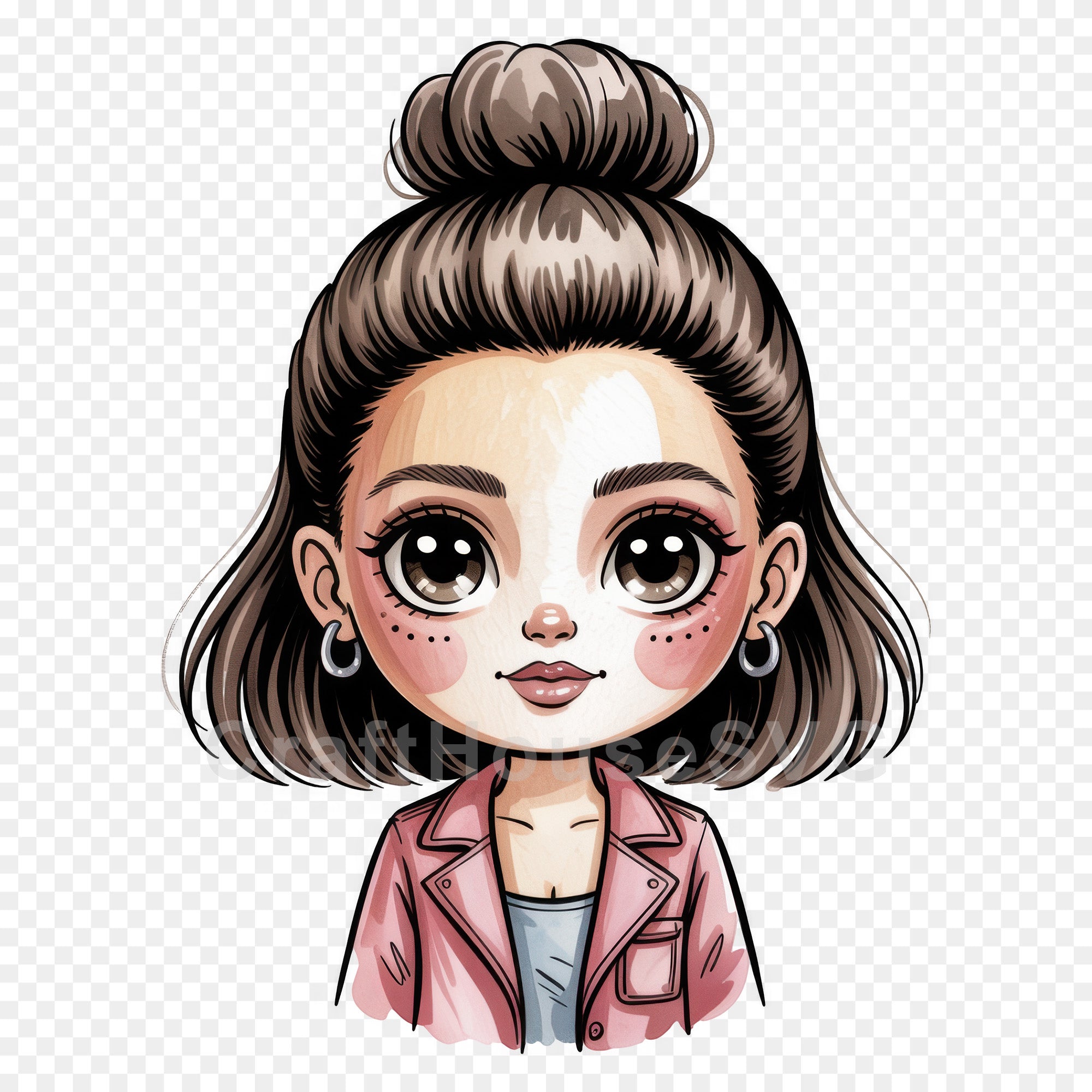 Cute Cartoon Girl Clipart Sublimation Bundle PNG