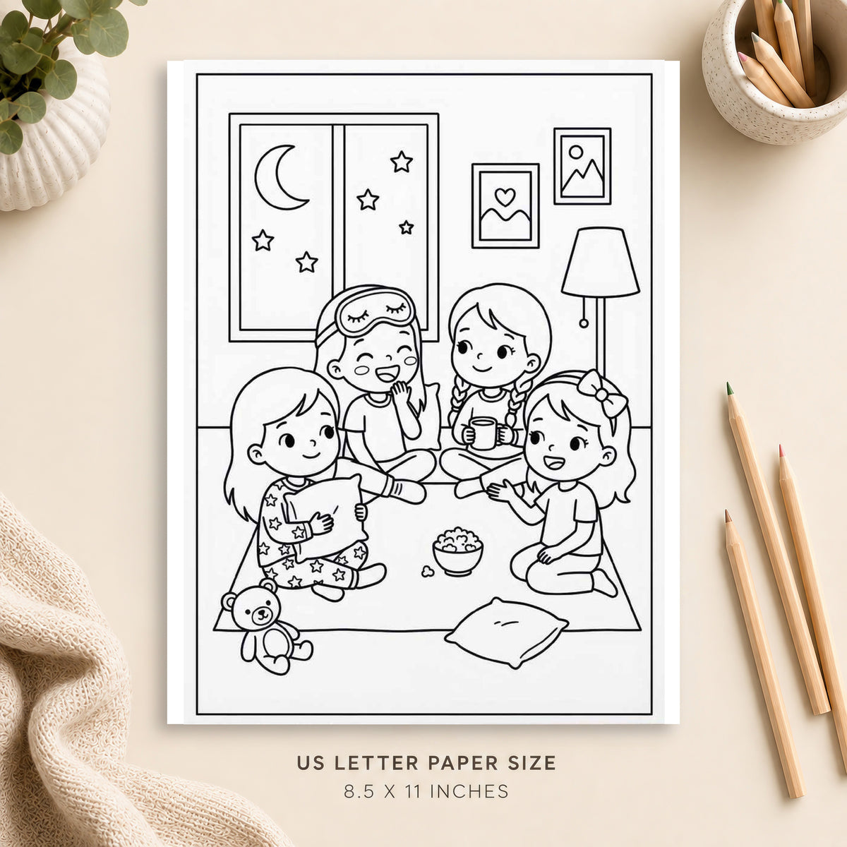Girls Night Coloring Page 1