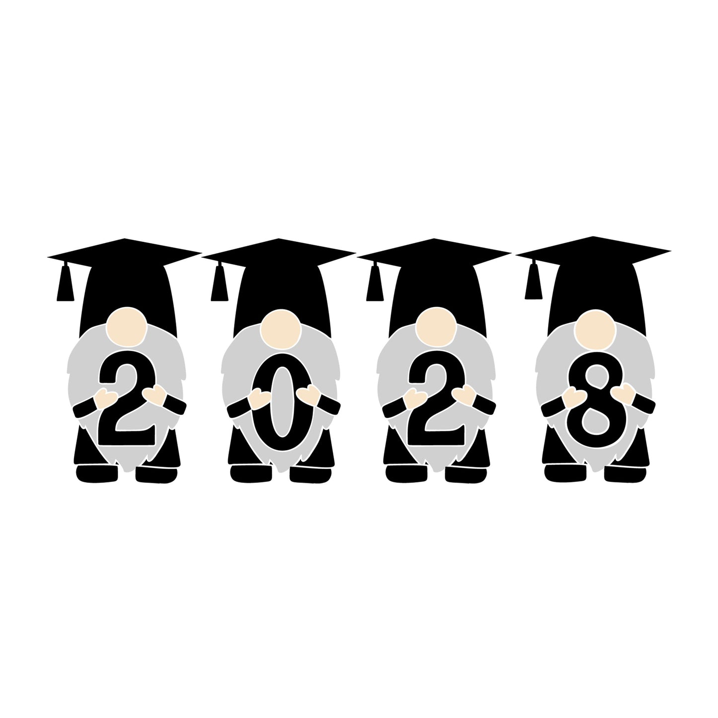 Gnome Graduation 2028 SVG design for Cricut, Silhouette, laser cutting, vinyl, sublimation, graduation crafts, and DIY projects.