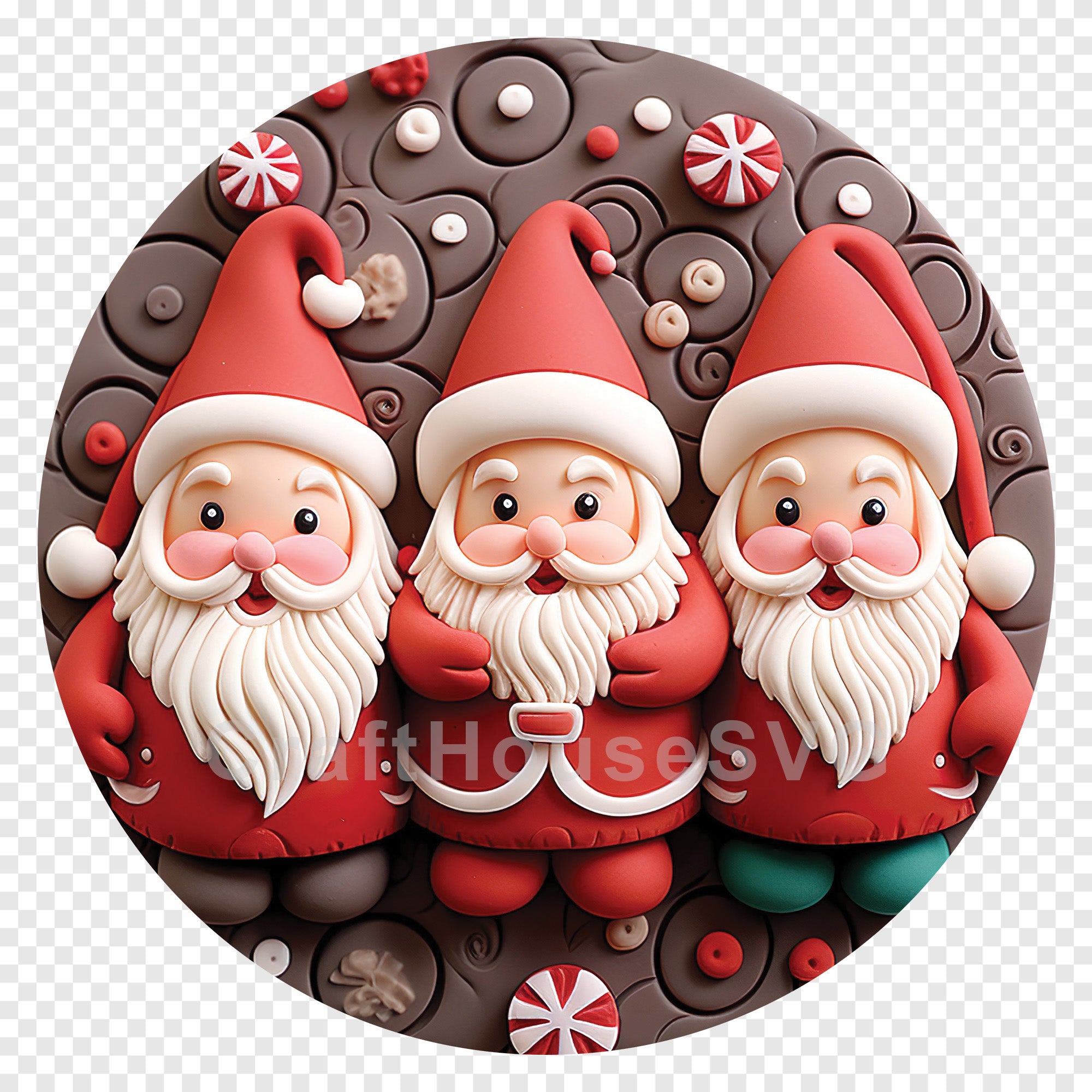 Gnomes 3D Ornament Christmas Sublimation Design PNG