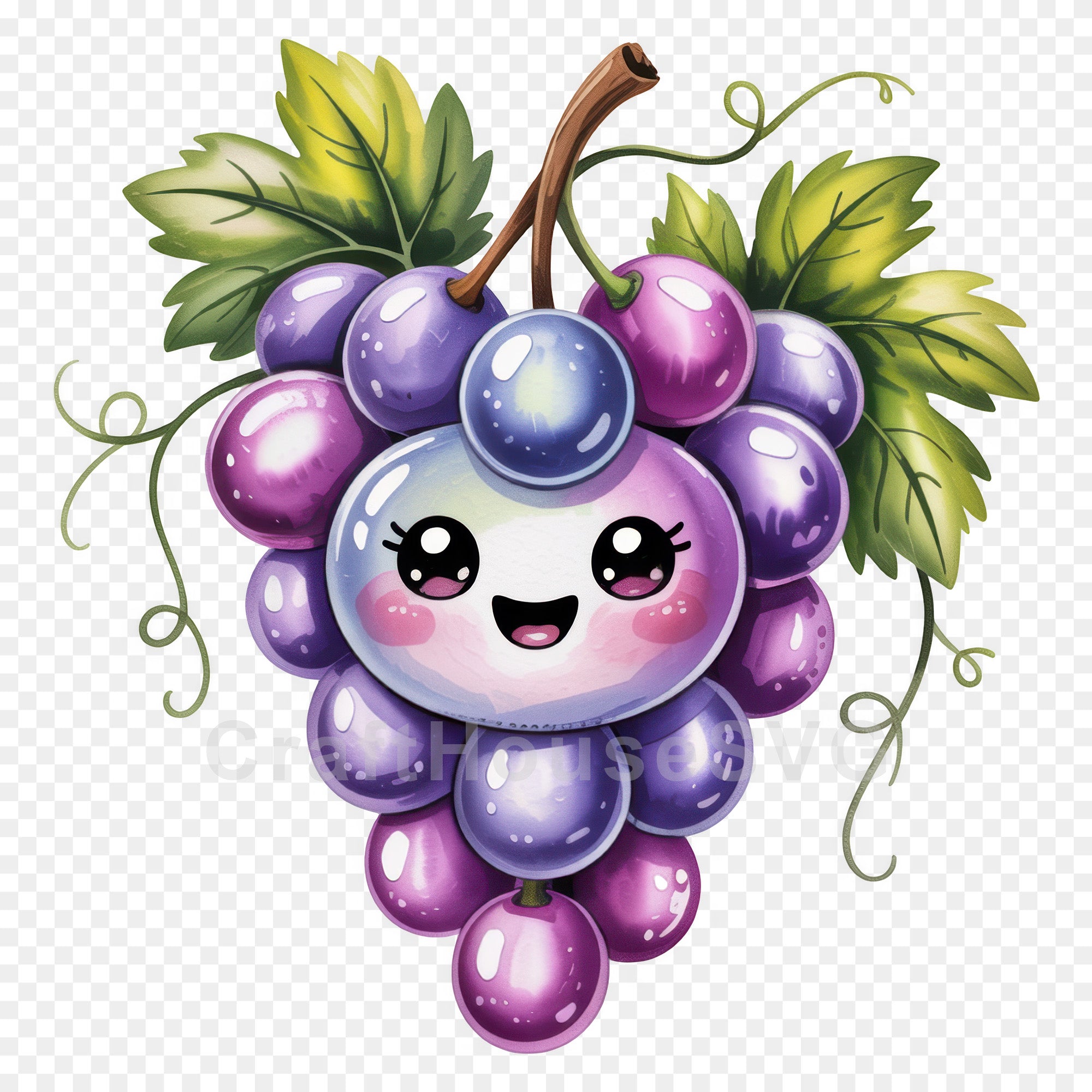 Kawaii Fruit Clipart Sublimation PNG Bundle