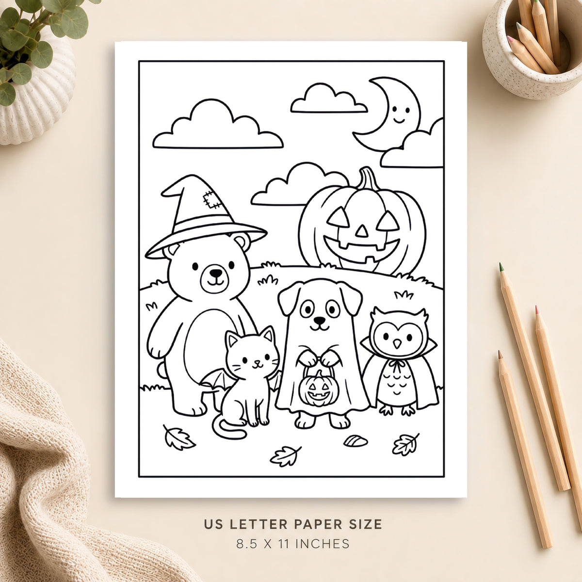 Halloween Animals Coloring Page 2
