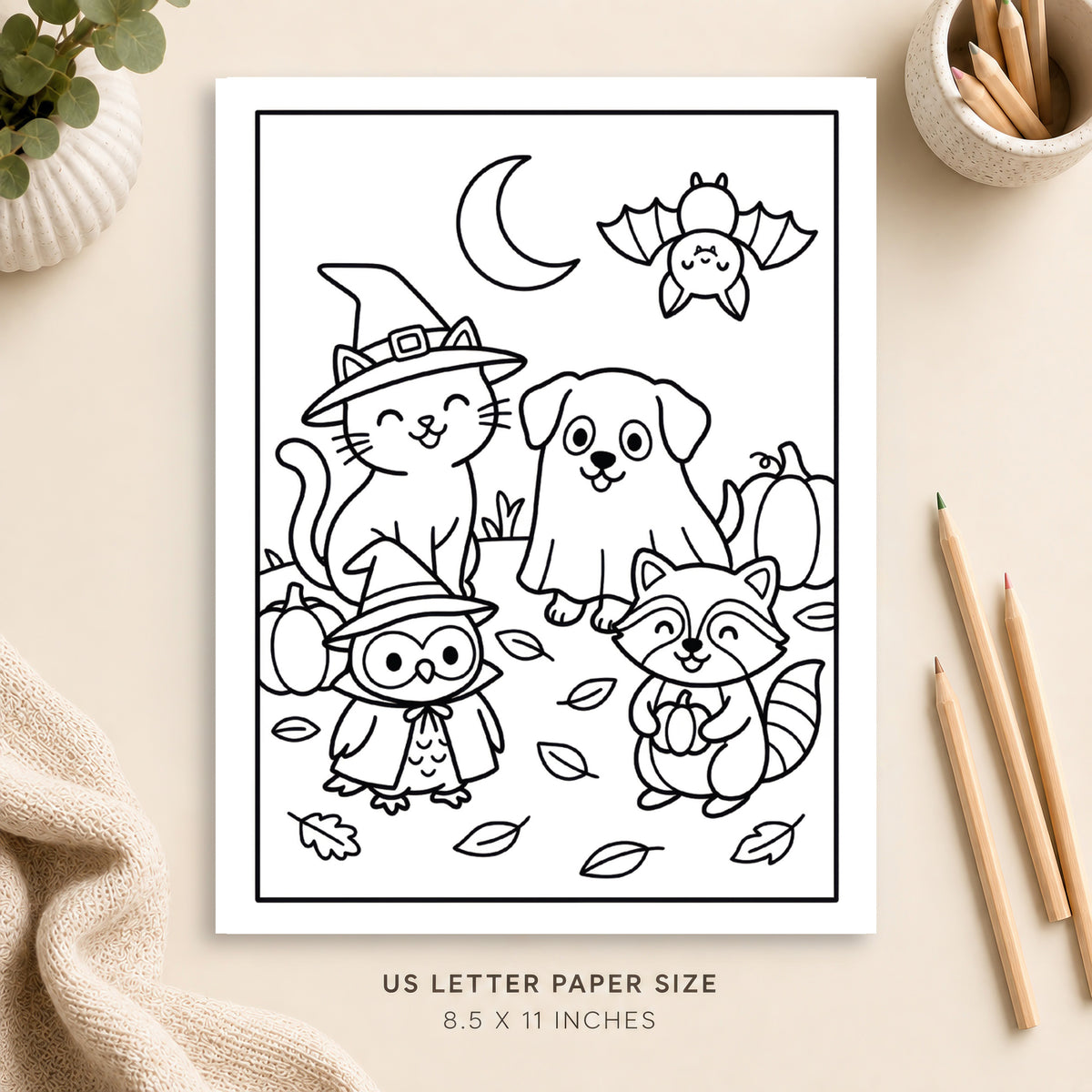 Halloween Animals Coloring Page 3
